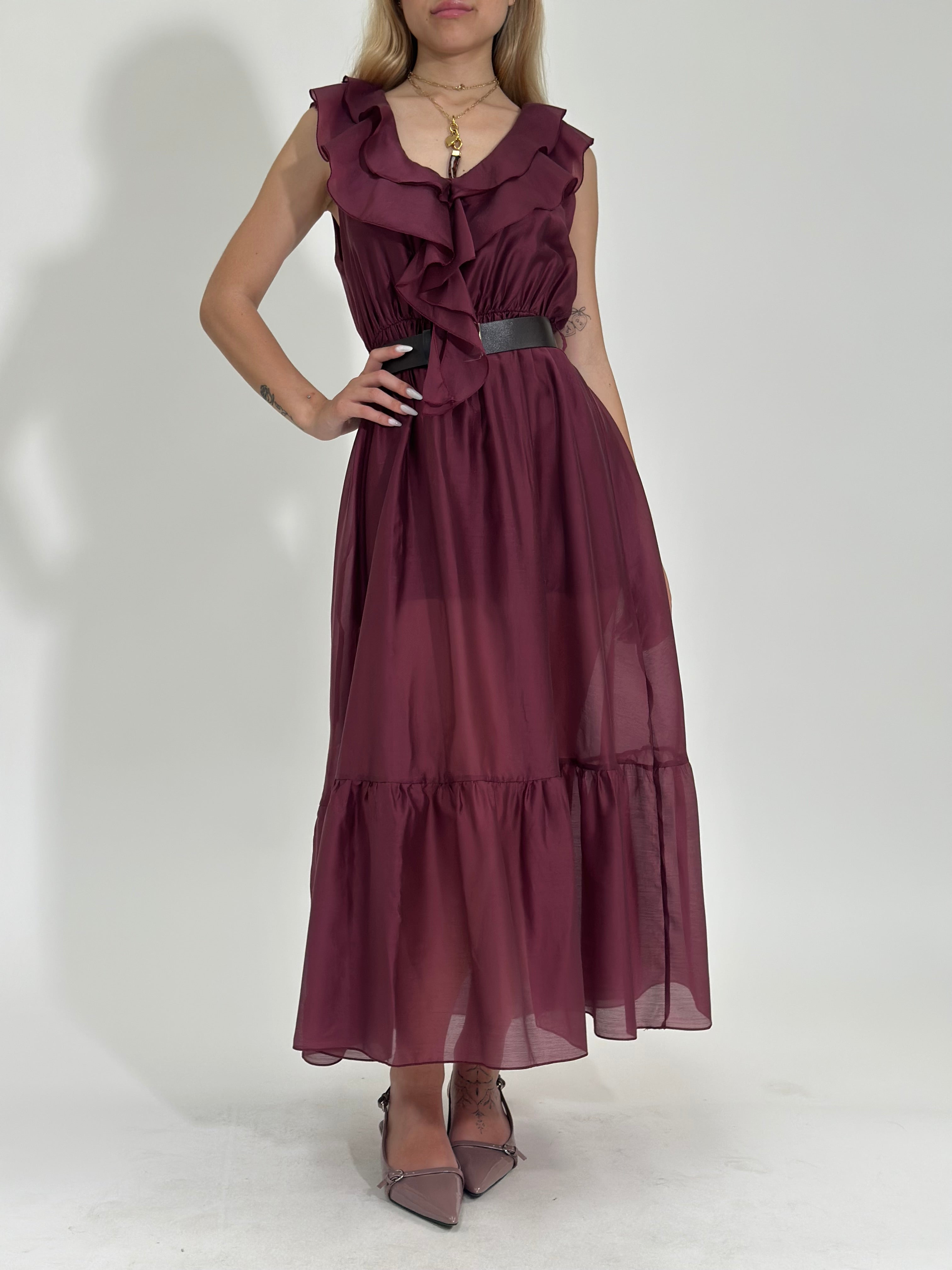 Abito tencel 27368 BORDO'