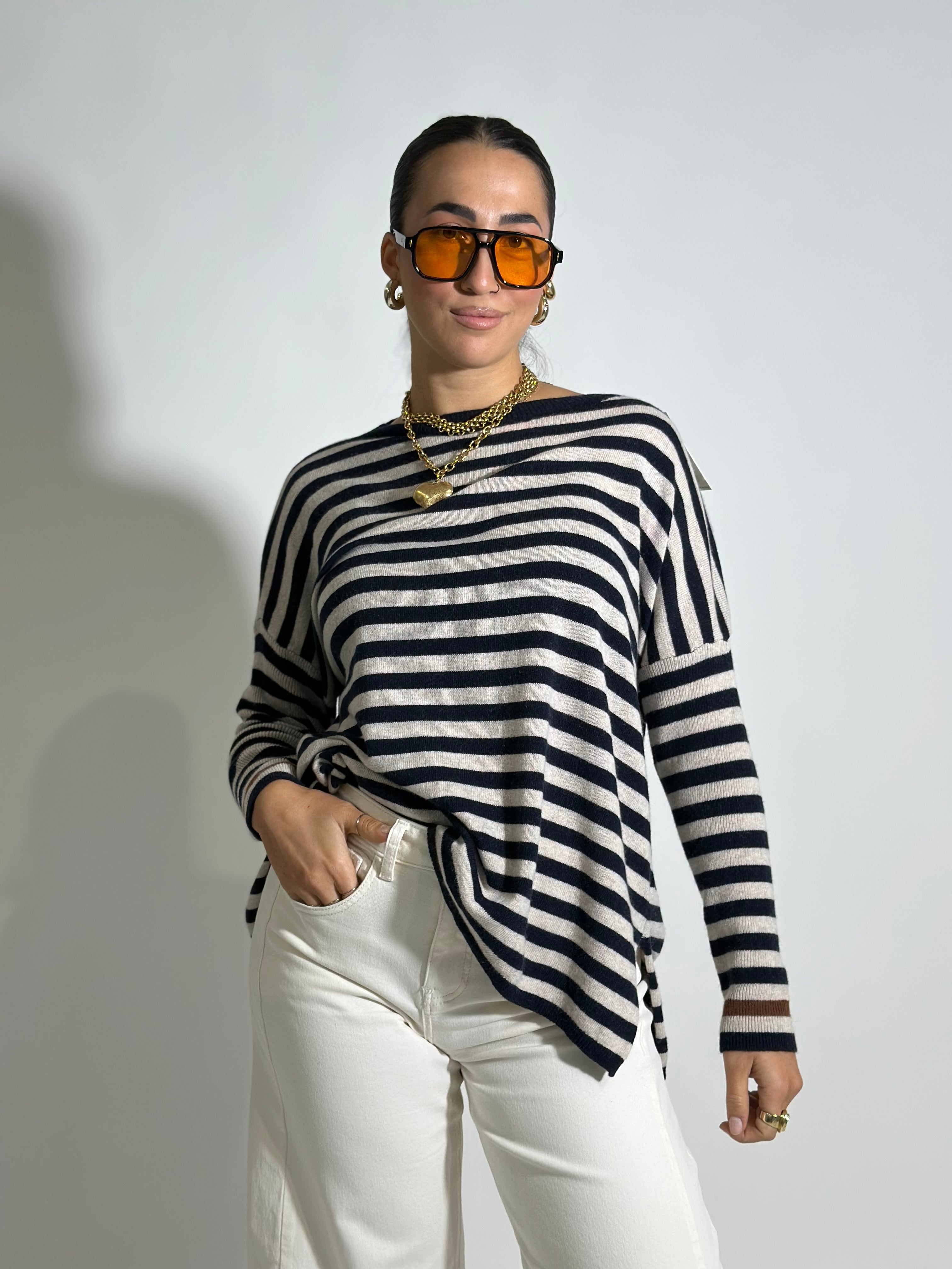 Maglia cashmere blend riga 10225 BLU