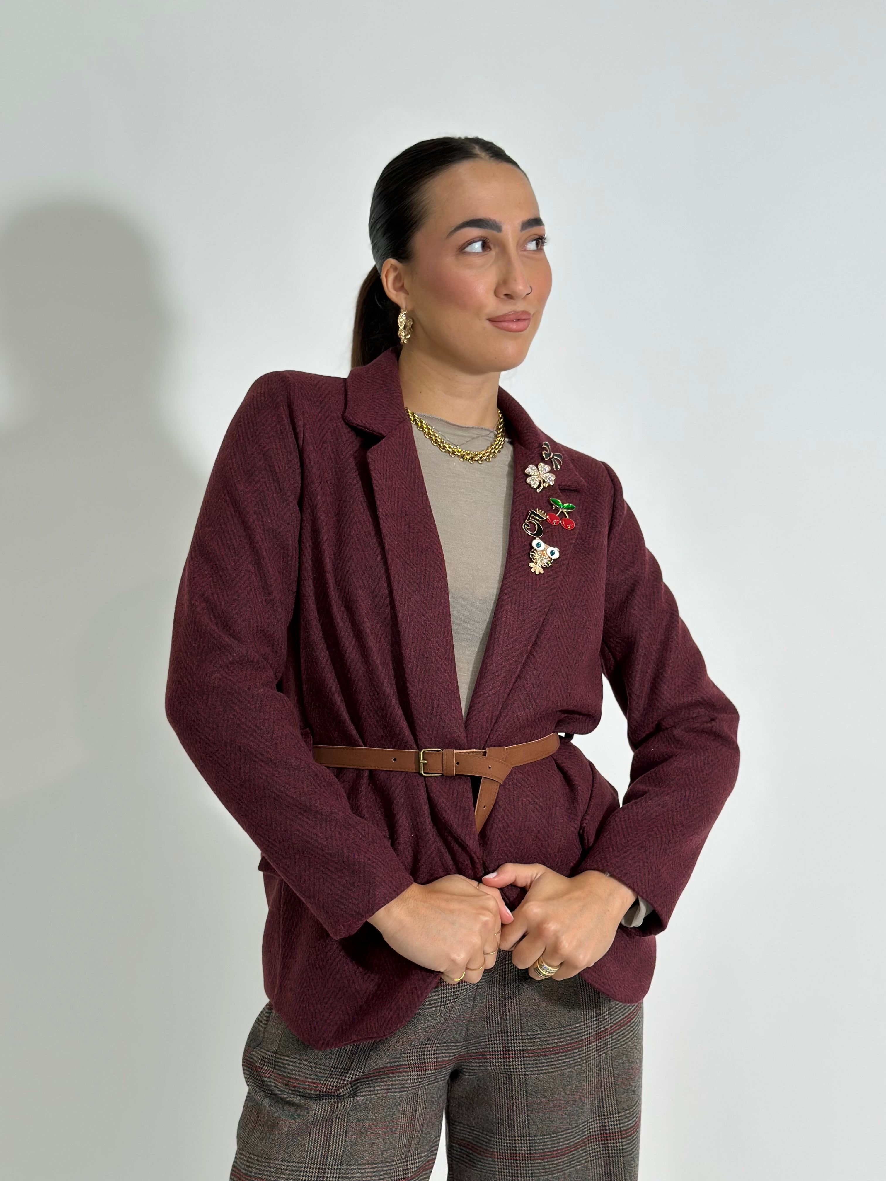 Giacca cintura 4182 BURGUNDY