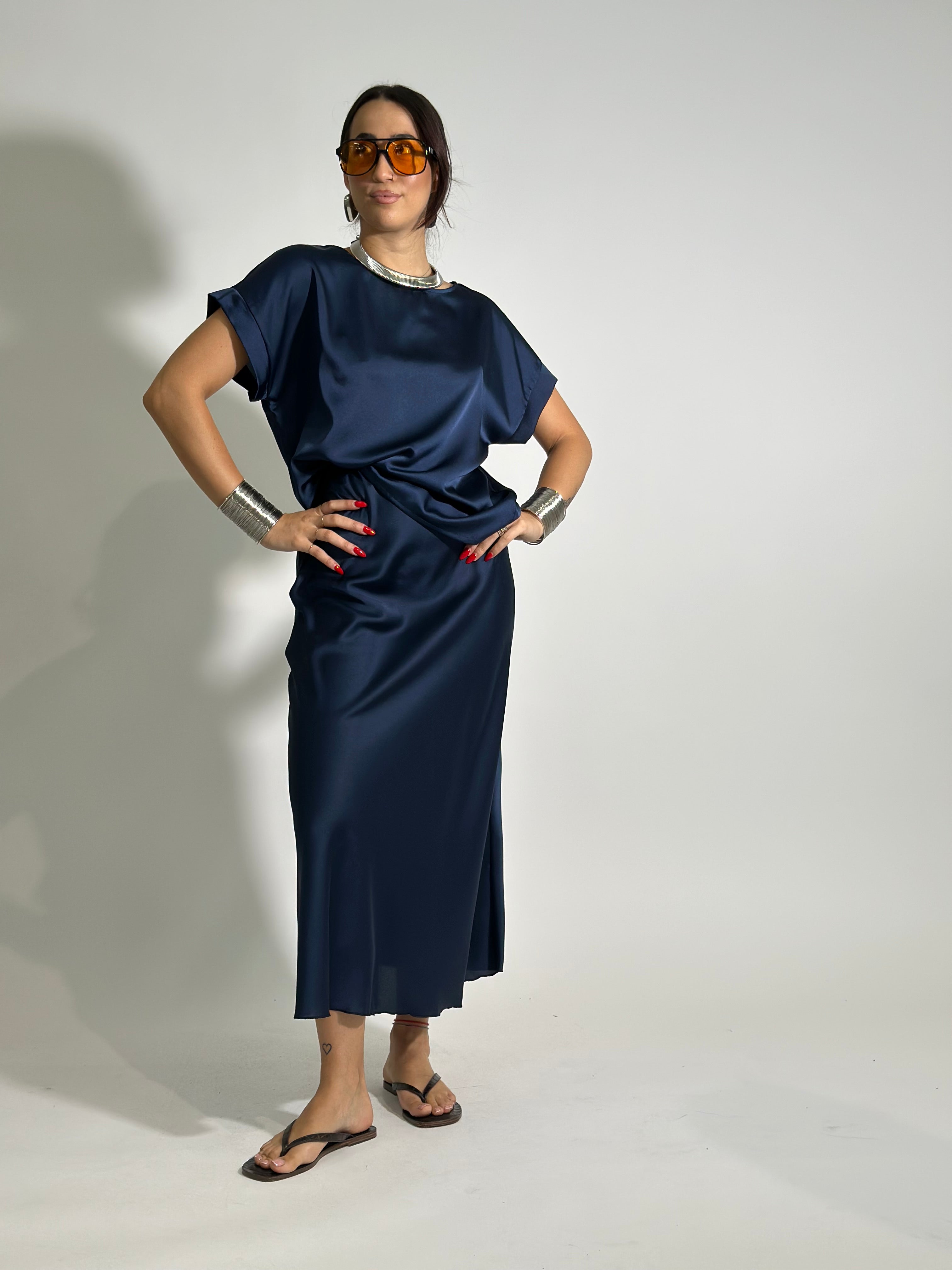 Gonna satin 2236 BLU