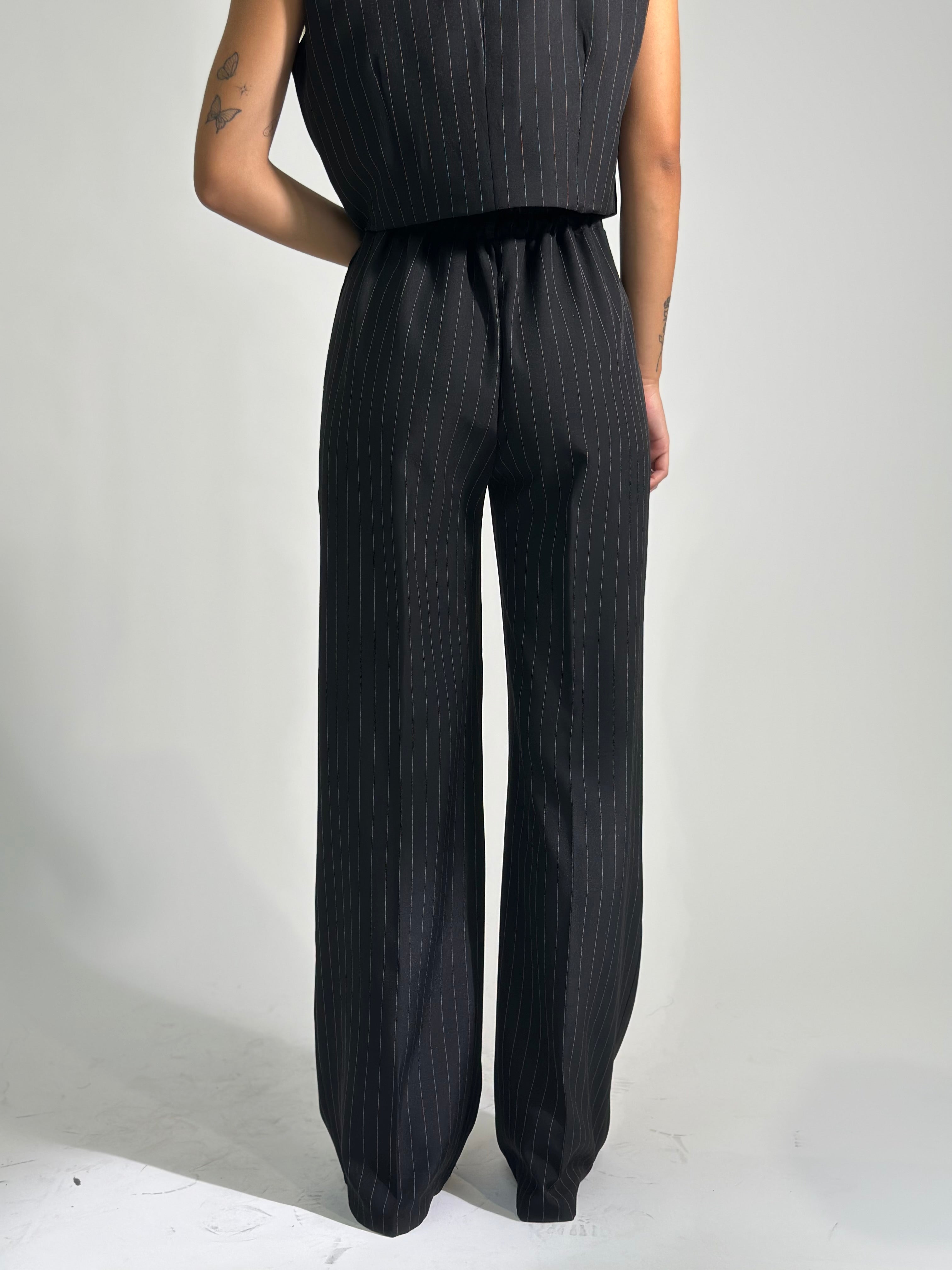 Completo gilet gessato 35755 NERO