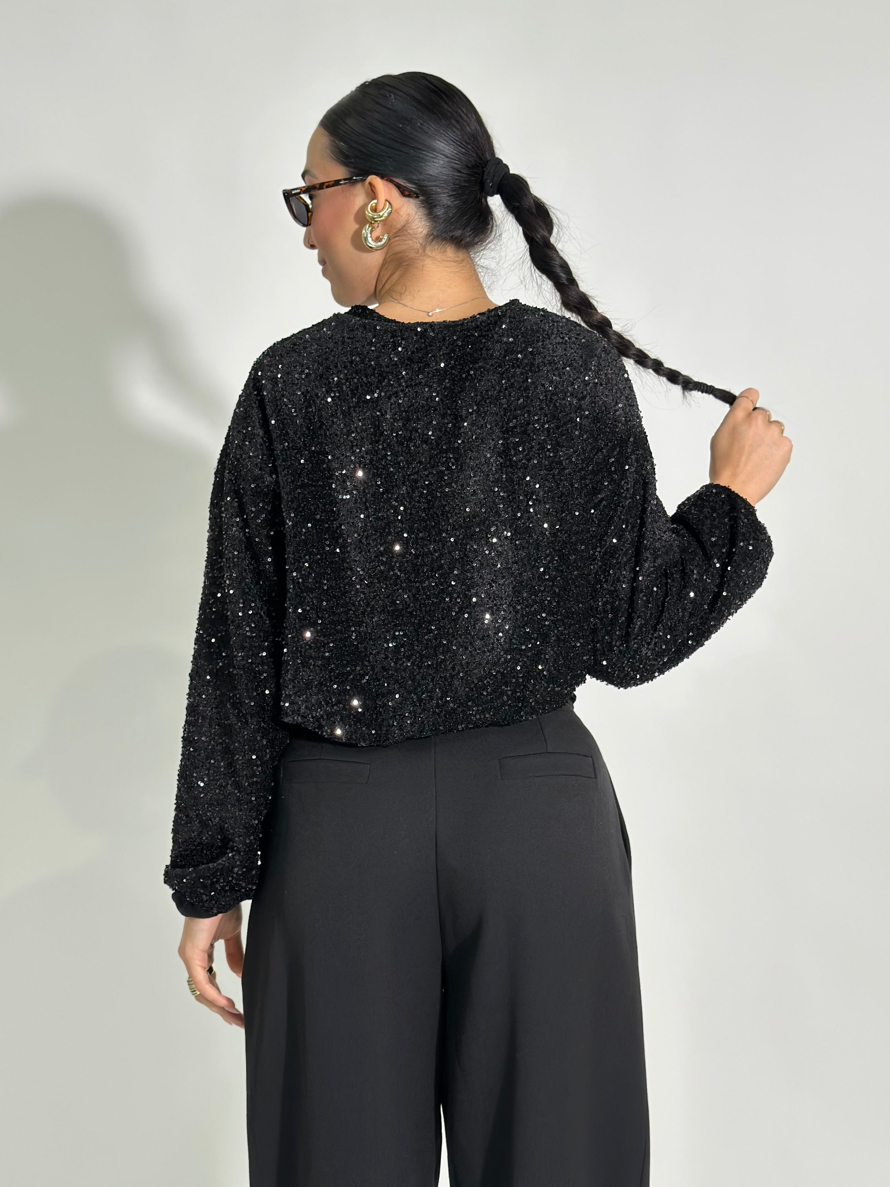 Maglia paillettes 90225 NERO
