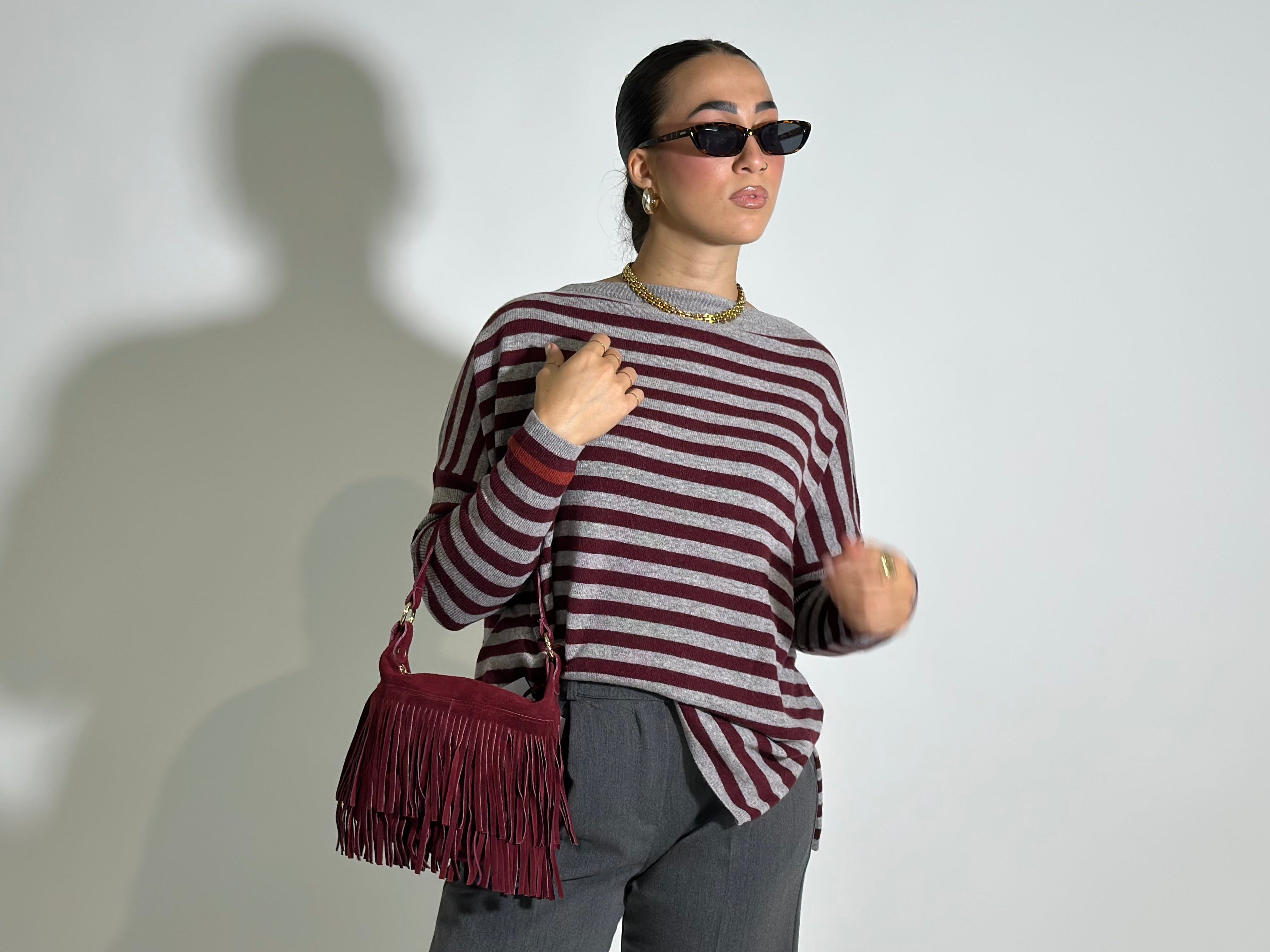 Maglia cashmere blend riga 10225 GRIGIO