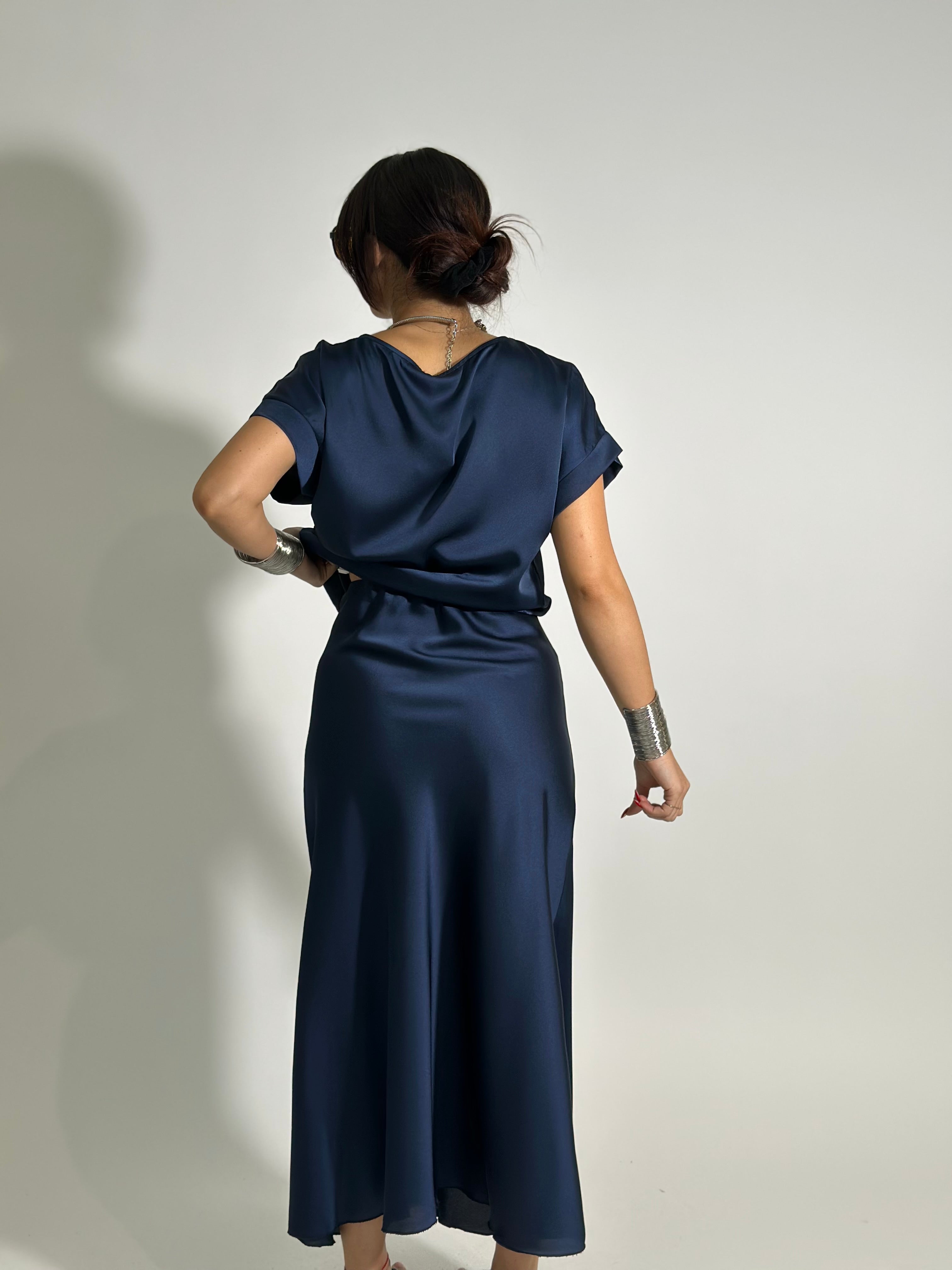 Camicia satin 1588 BLU