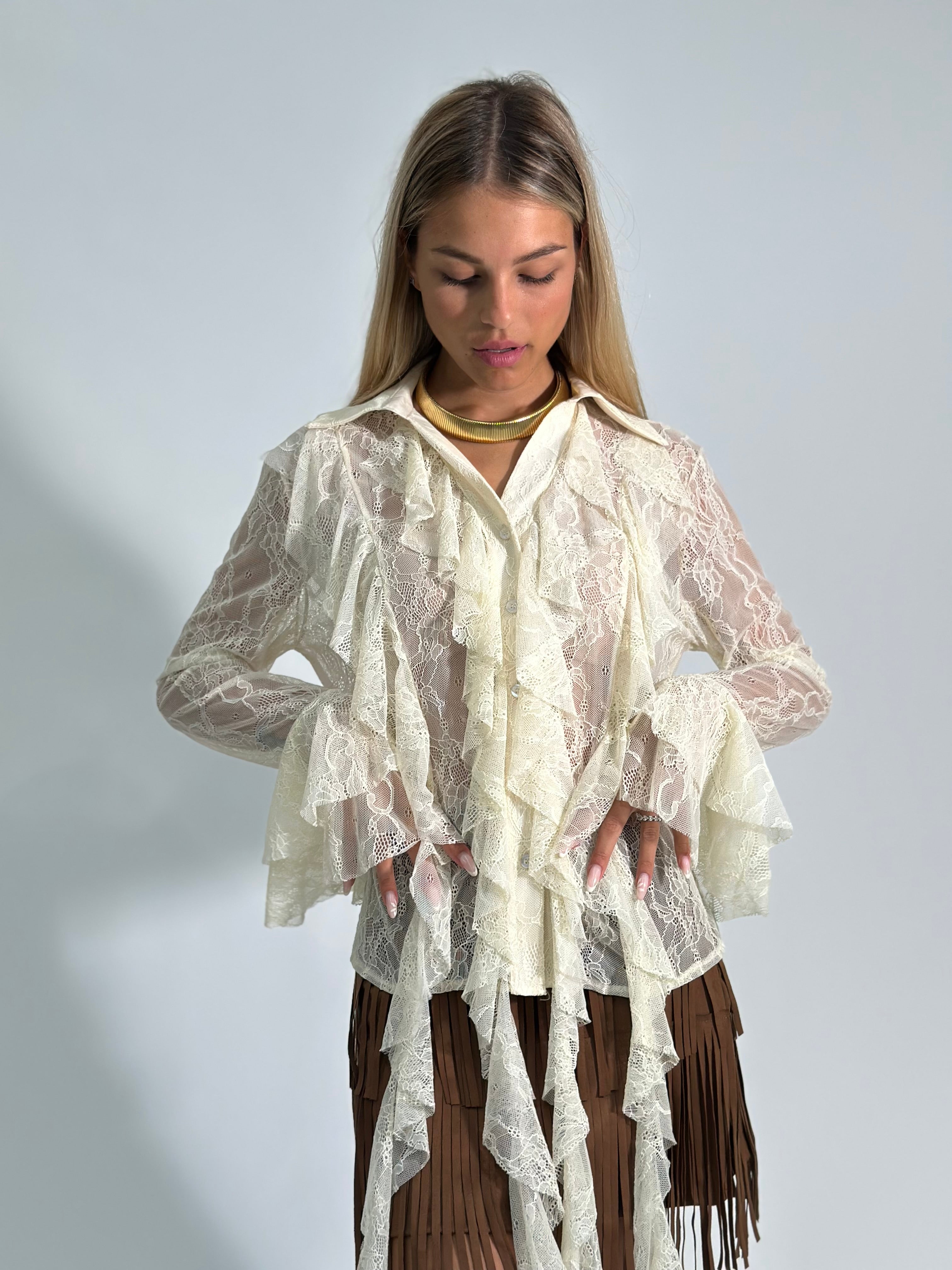 Camicia pizzo jabot 4700 PANNA