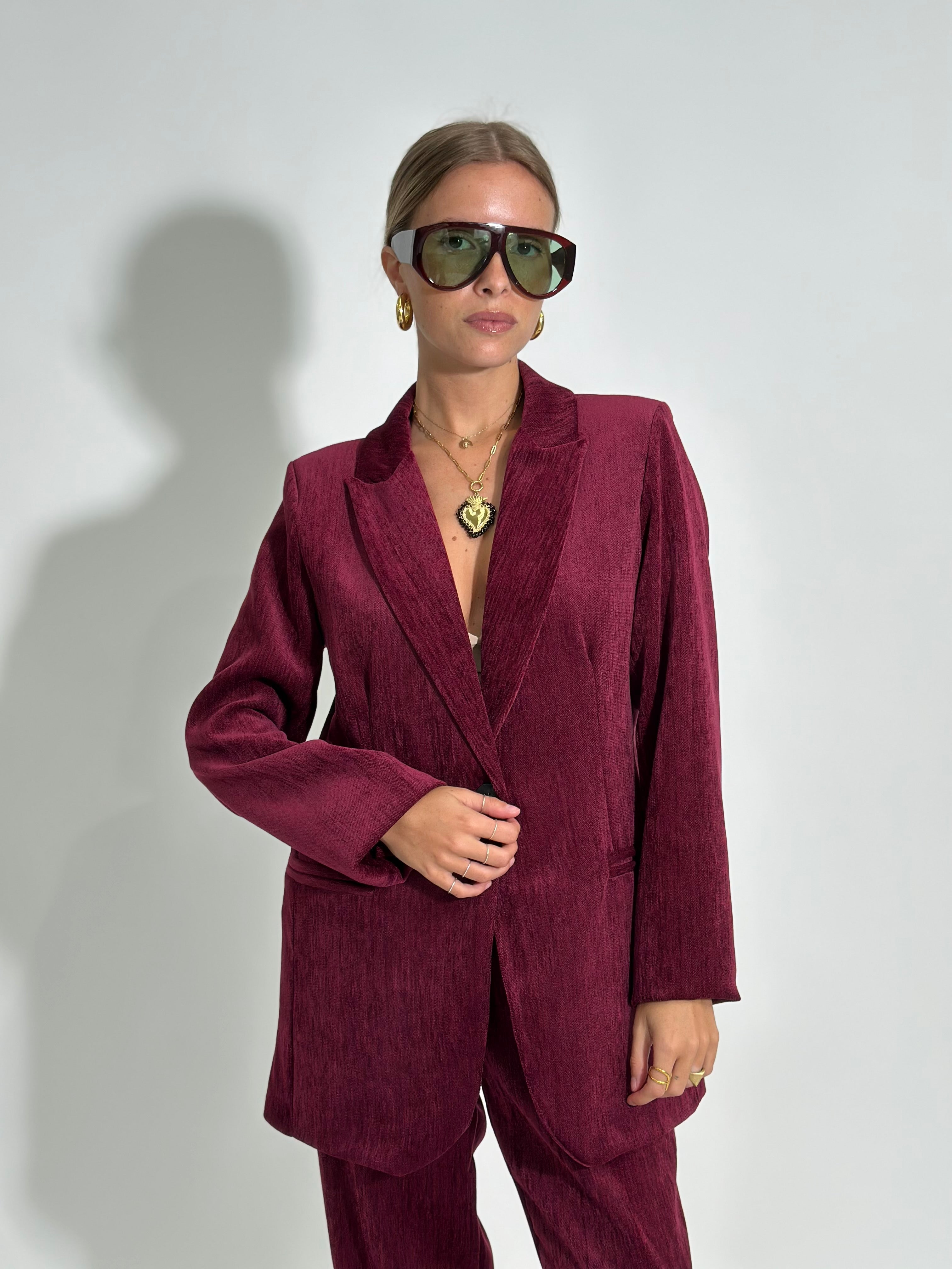 Giacca velour 812 BORDO'