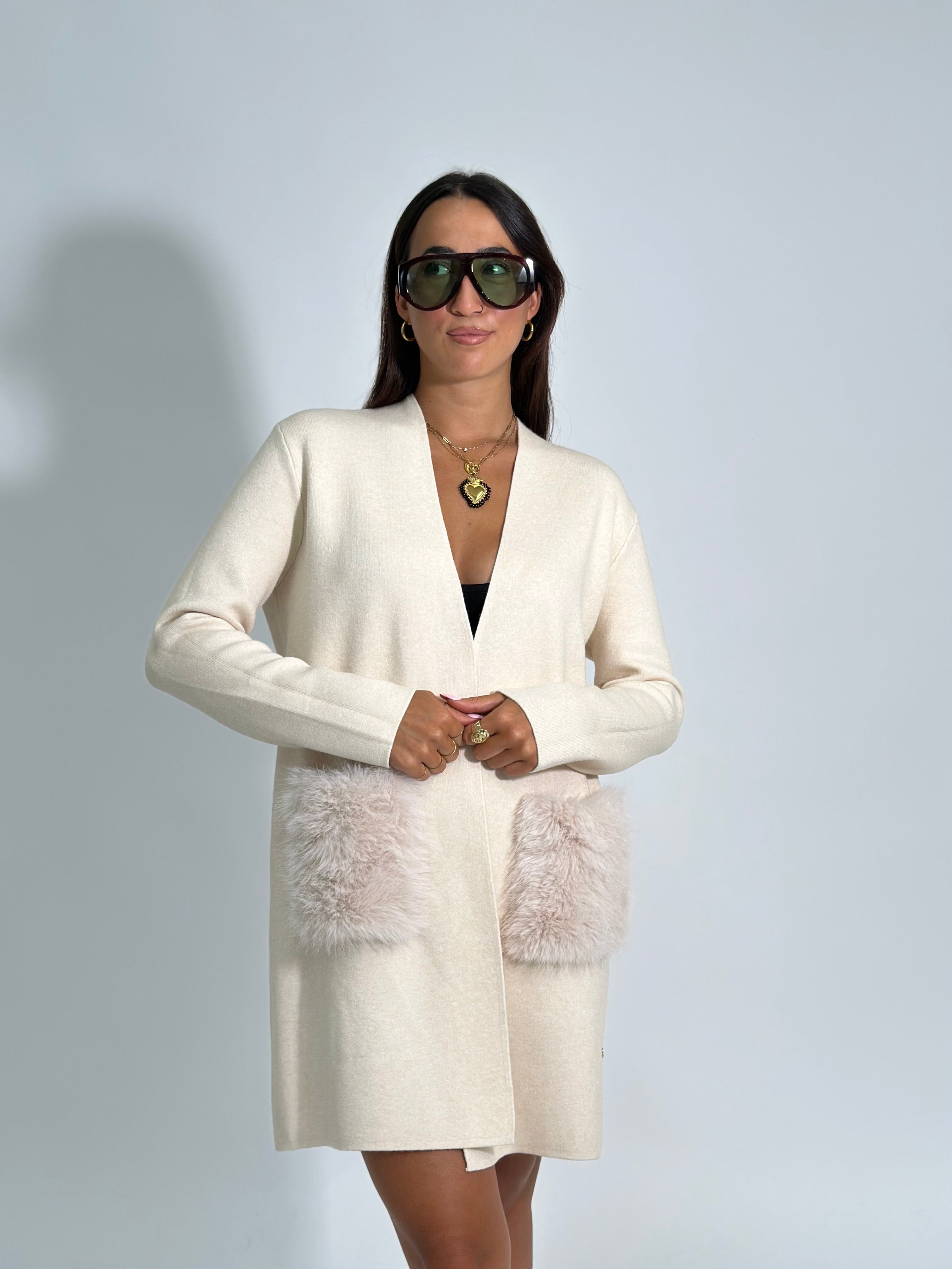 Cardigan tasche 60669 PANNA