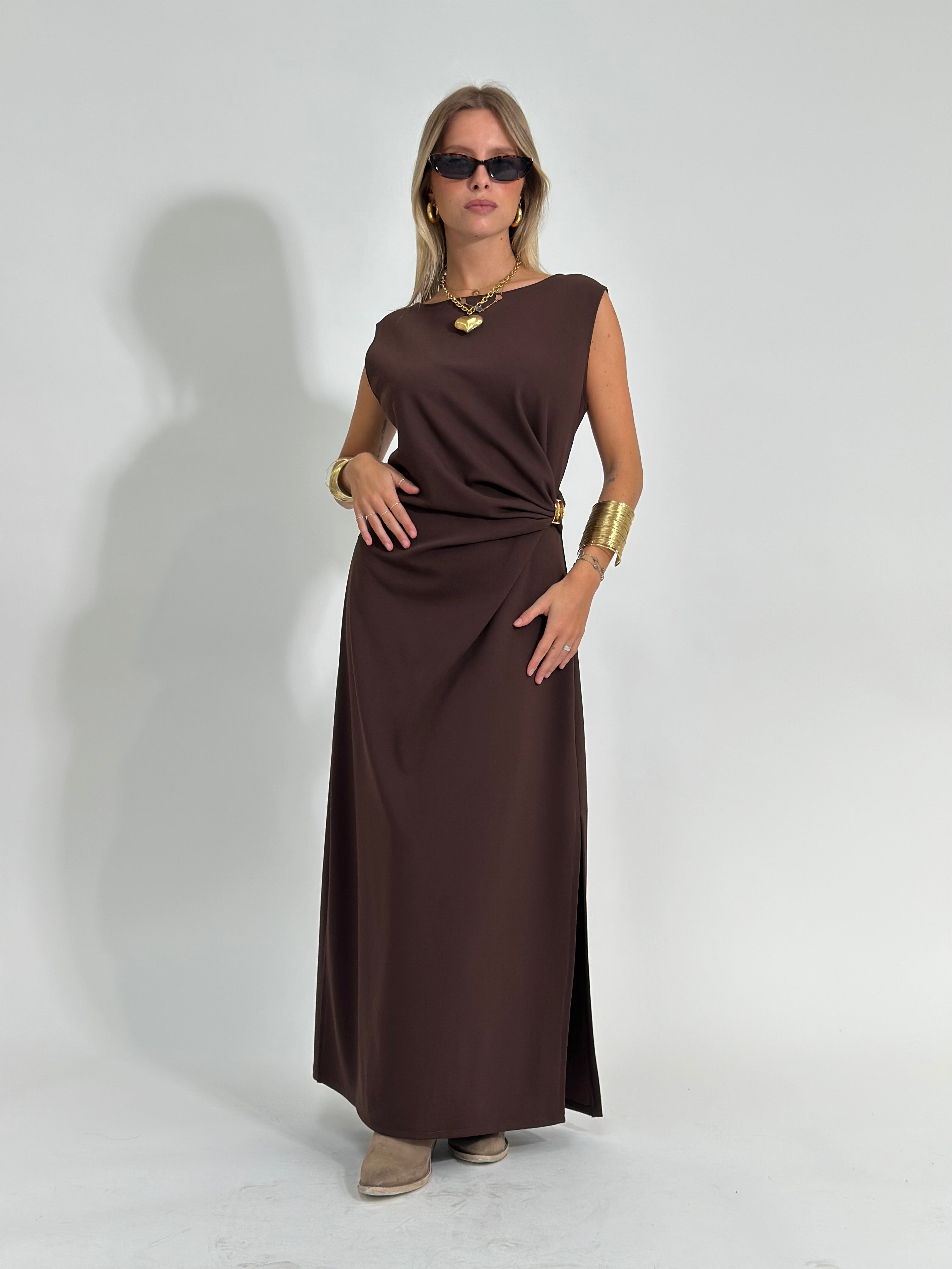 Abito drappeggio 69225 MARRONE