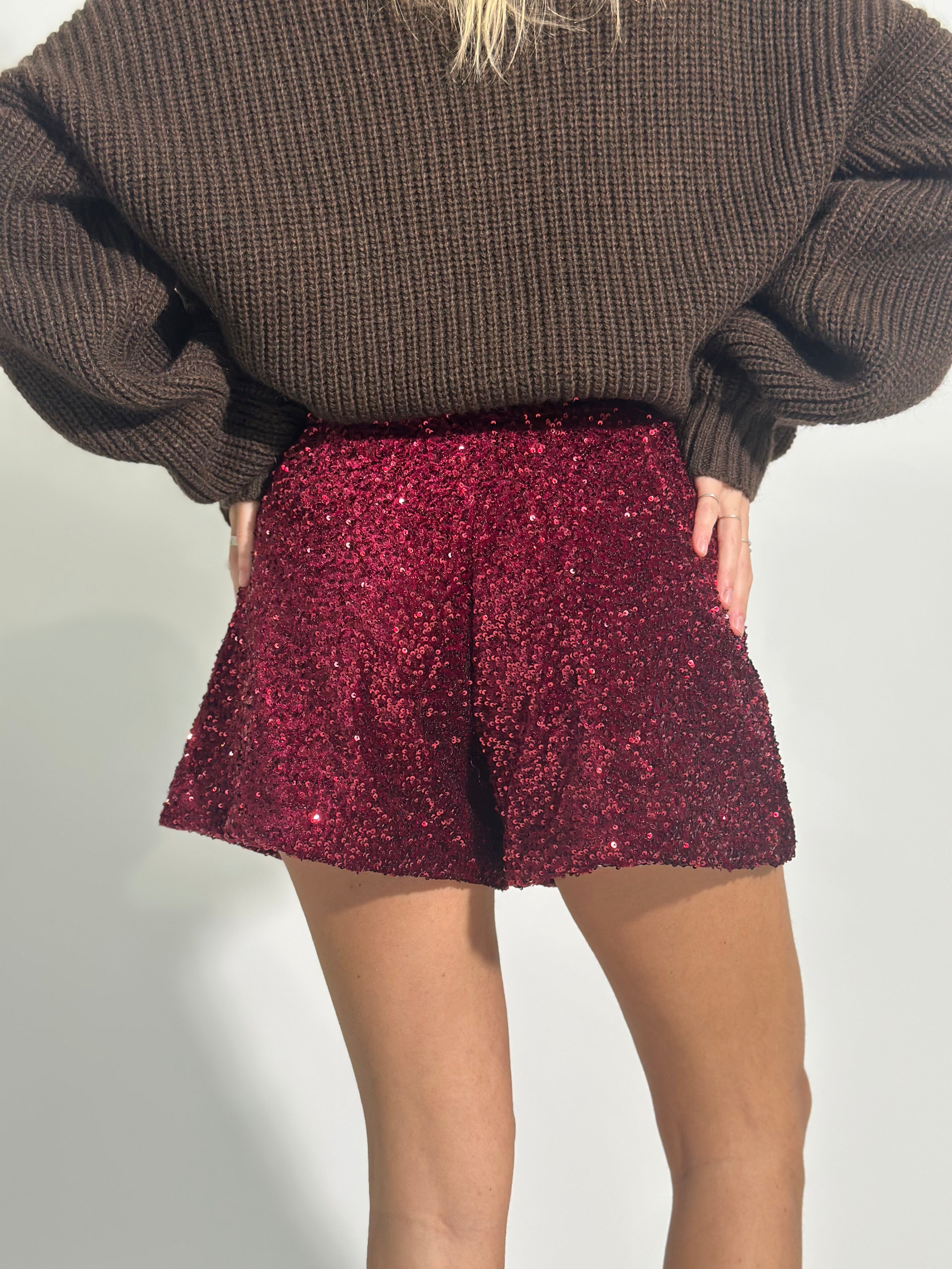 Shorts paillettes 92825 BURGUNDY