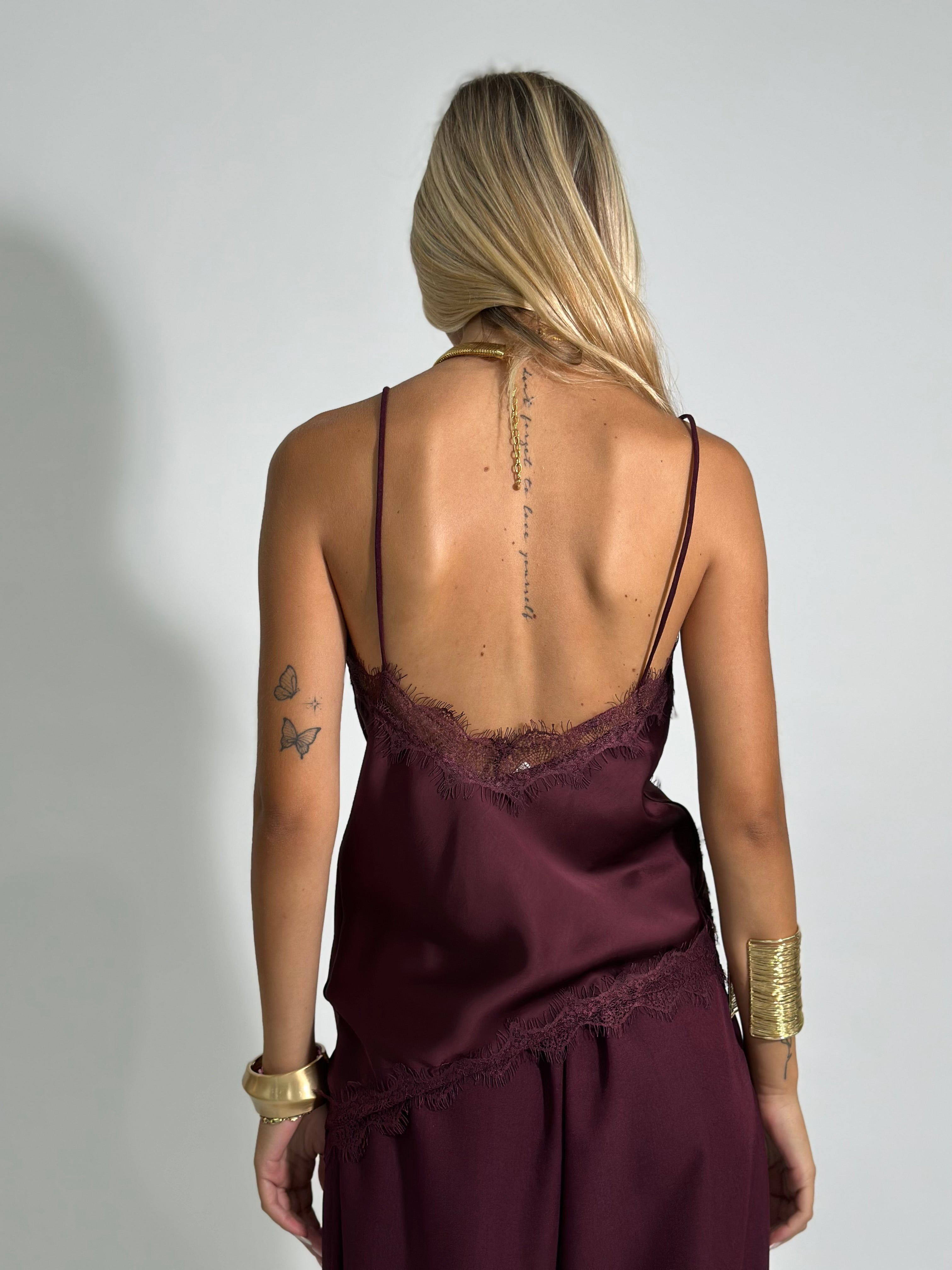 Top satin pizzo 19651 BURGUNDY