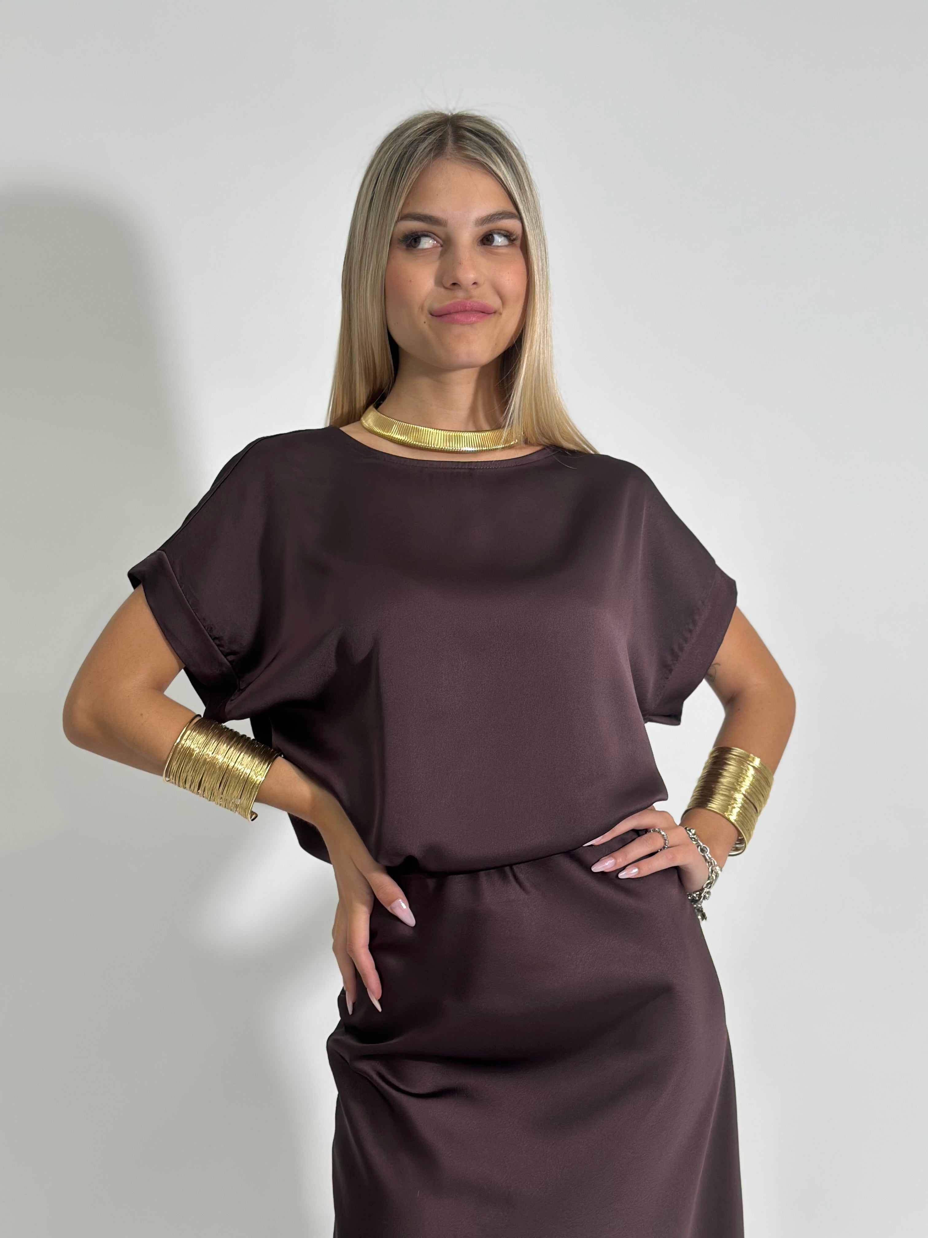 Camicia satin 1588 BROWN