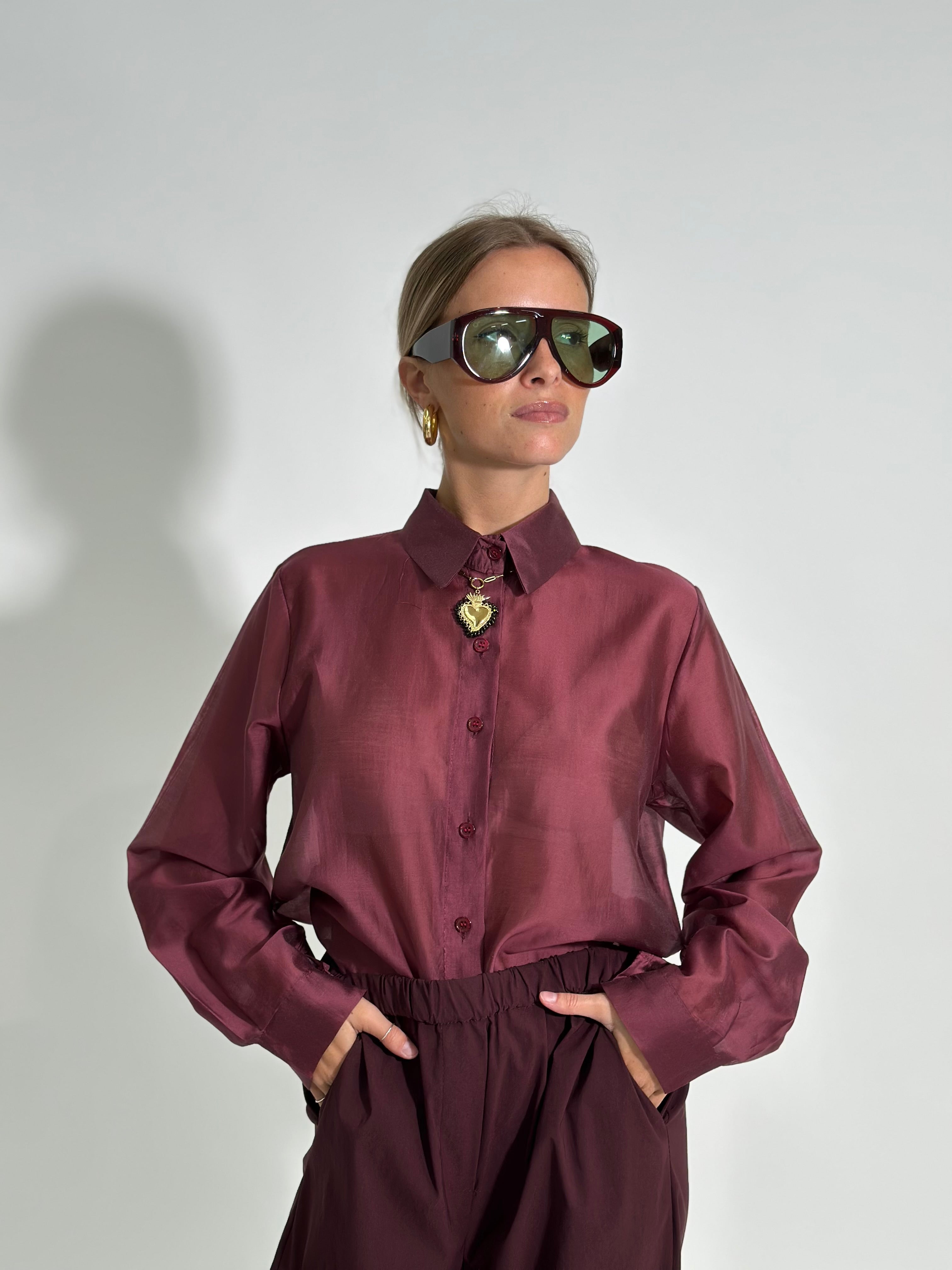 Camicia tencel 7988 BORDO'