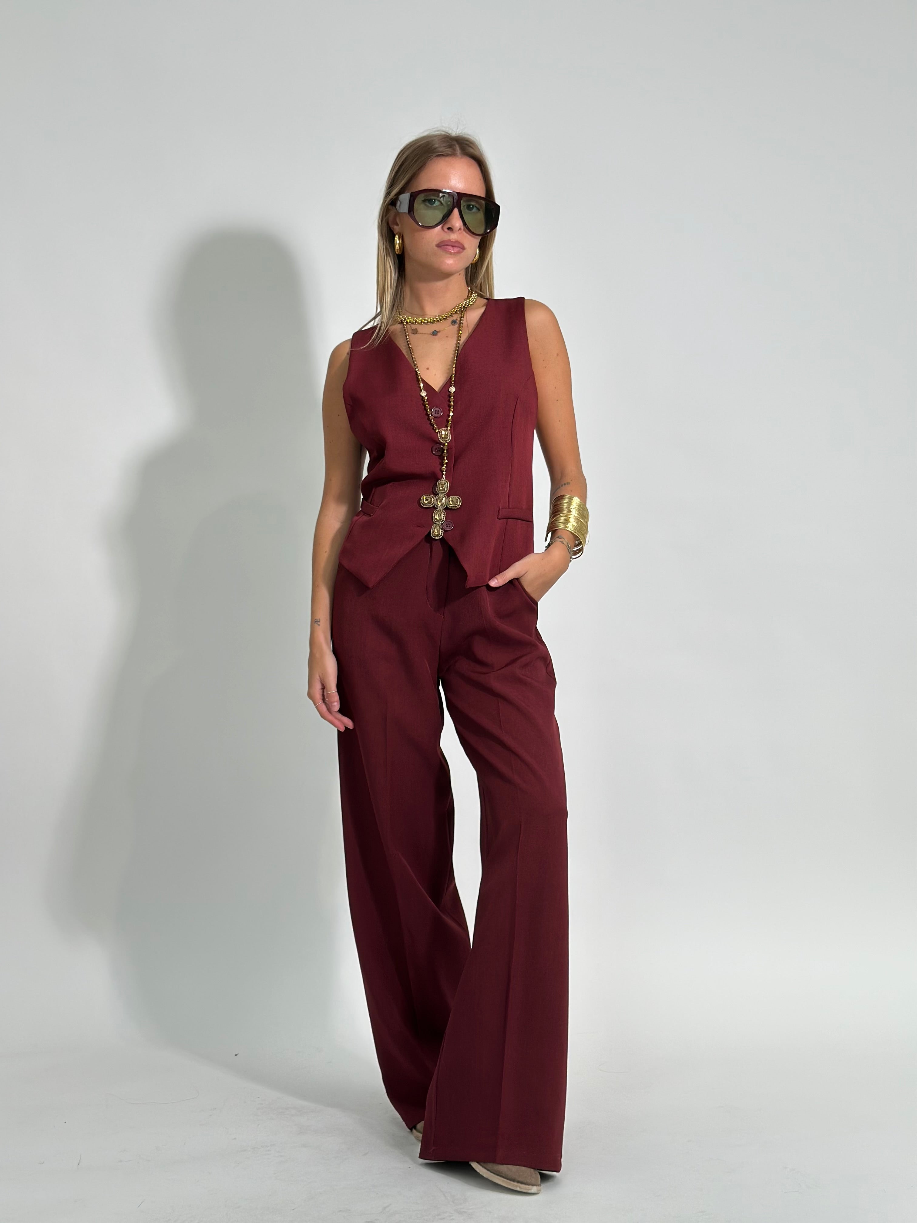 Completo gilet 231280 BURGUNDY