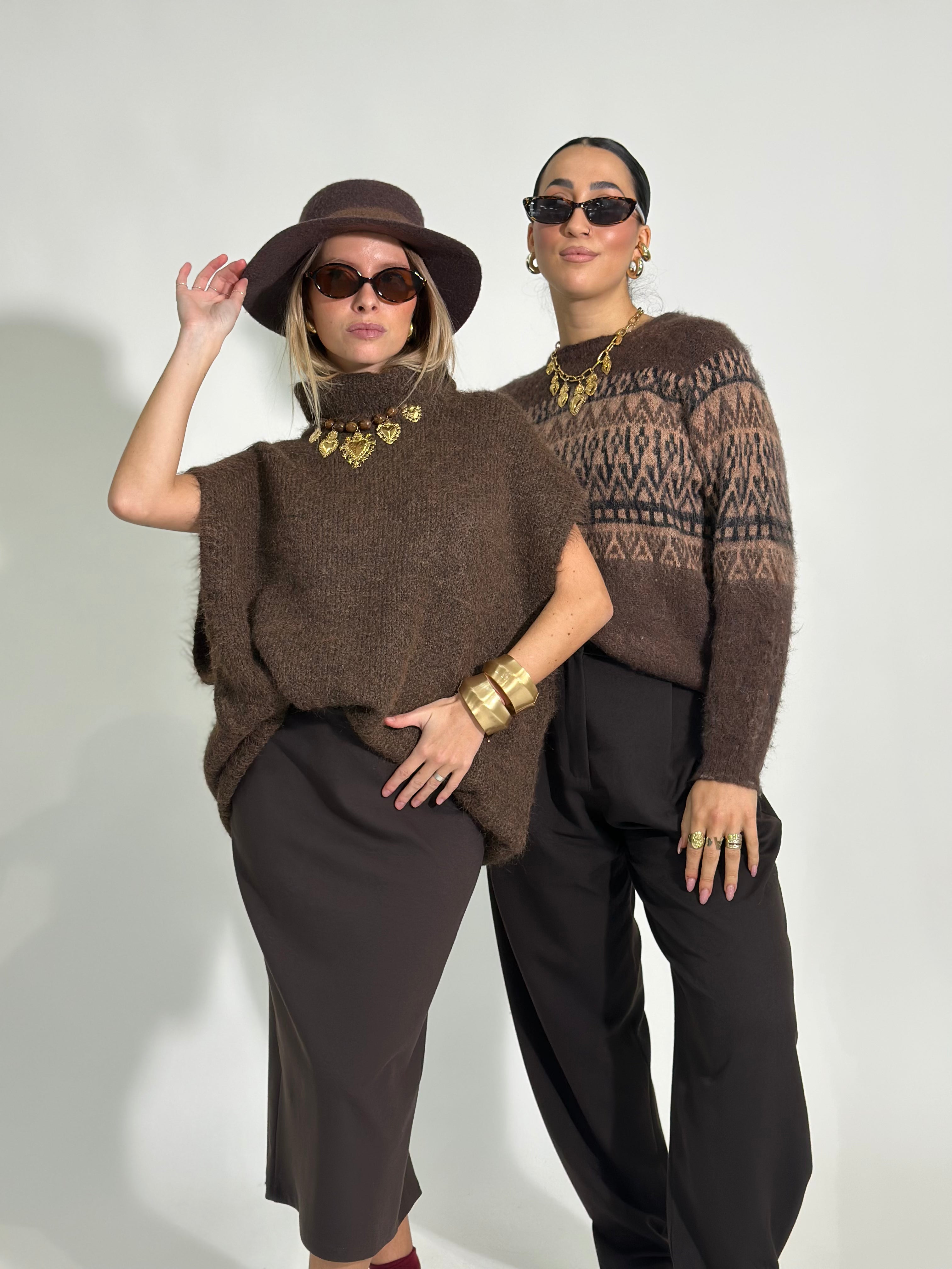 Maglia smanicata over 2517 MORO