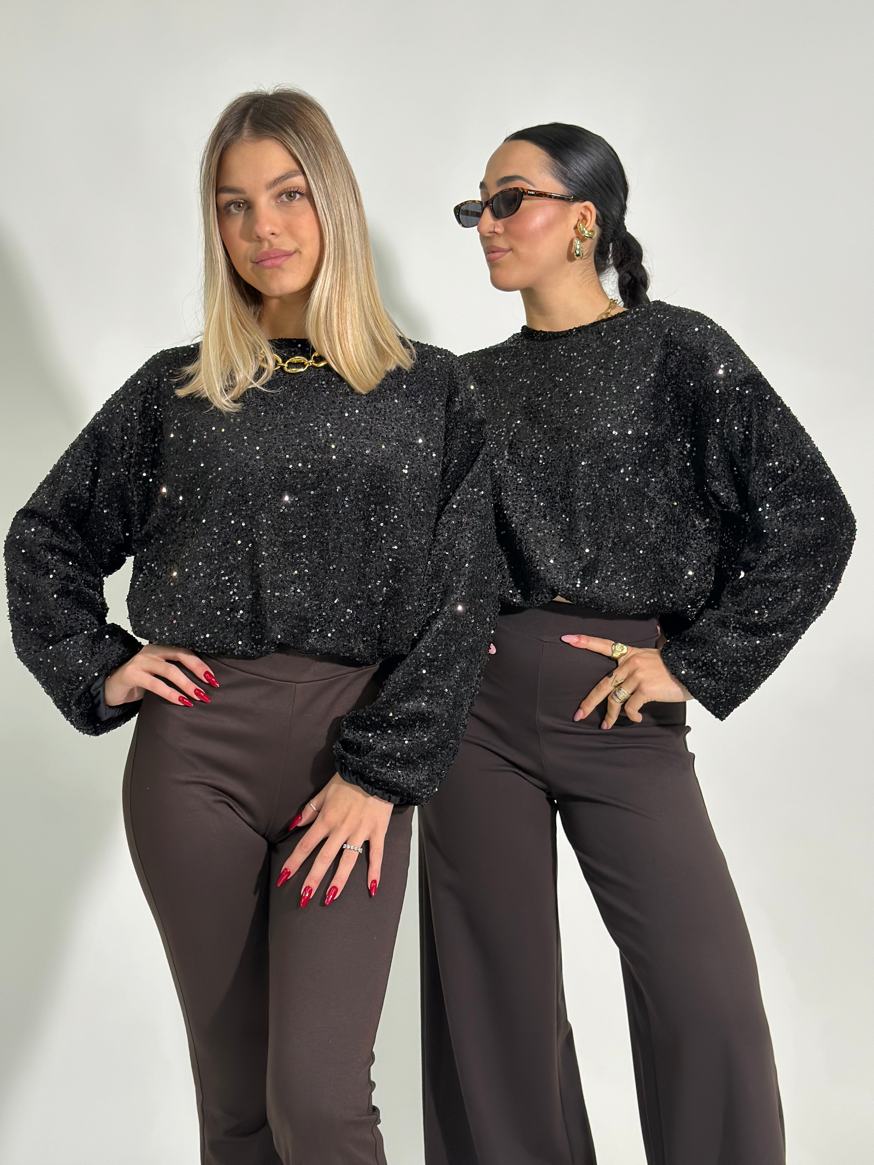 Maglia paillettes 90225 NERO