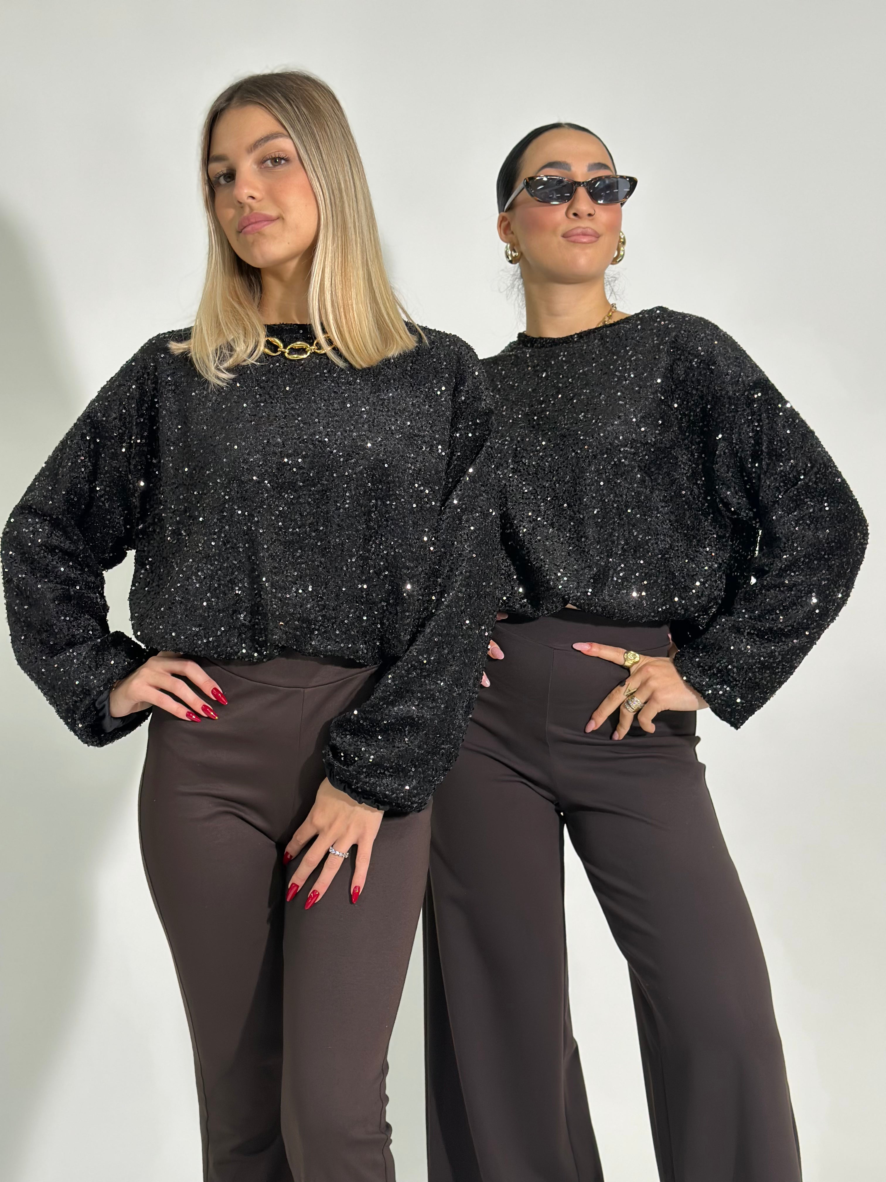 Maglia paillettes 90225 NERO
