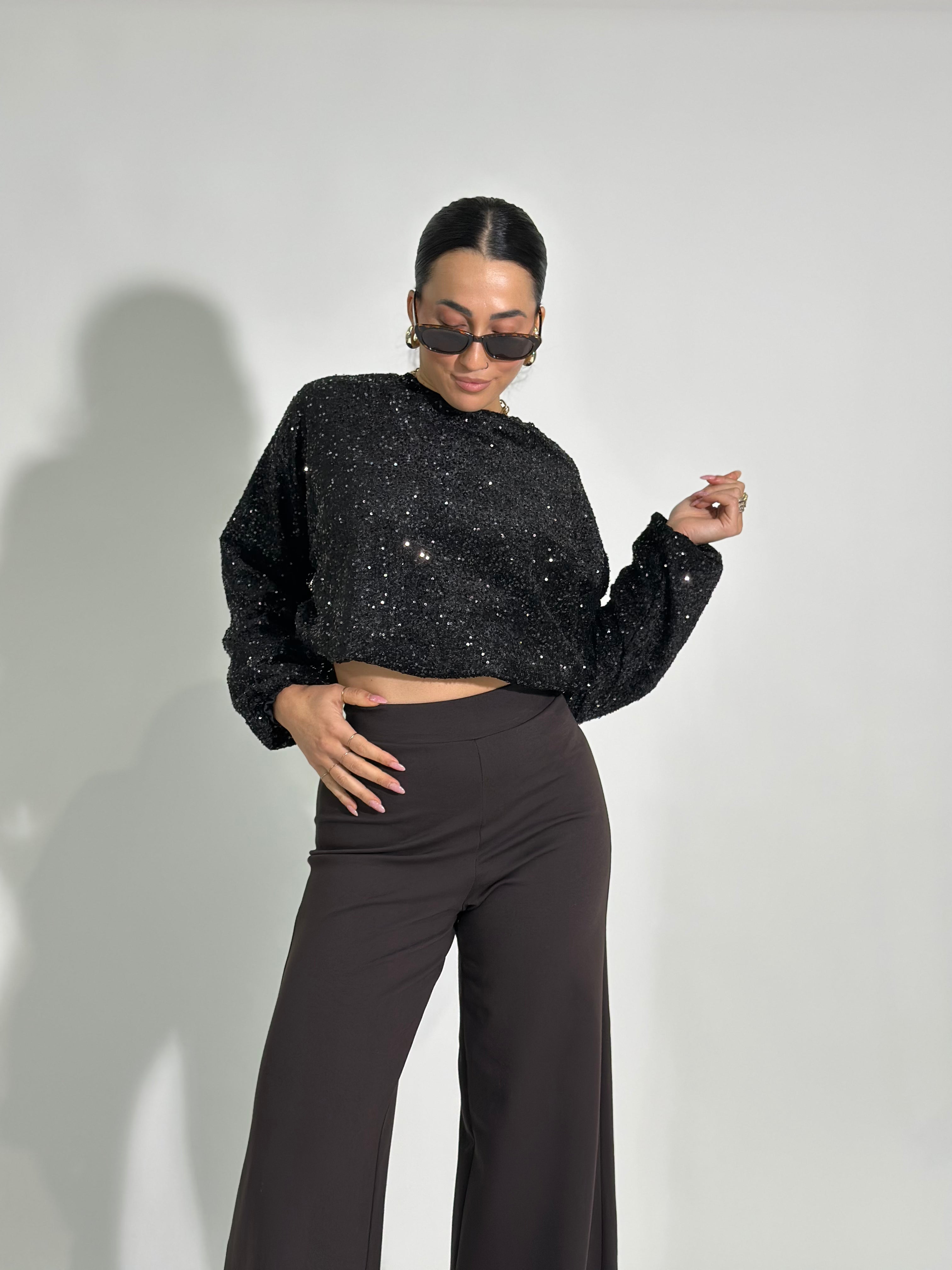 Maglia paillettes 90225 NERO