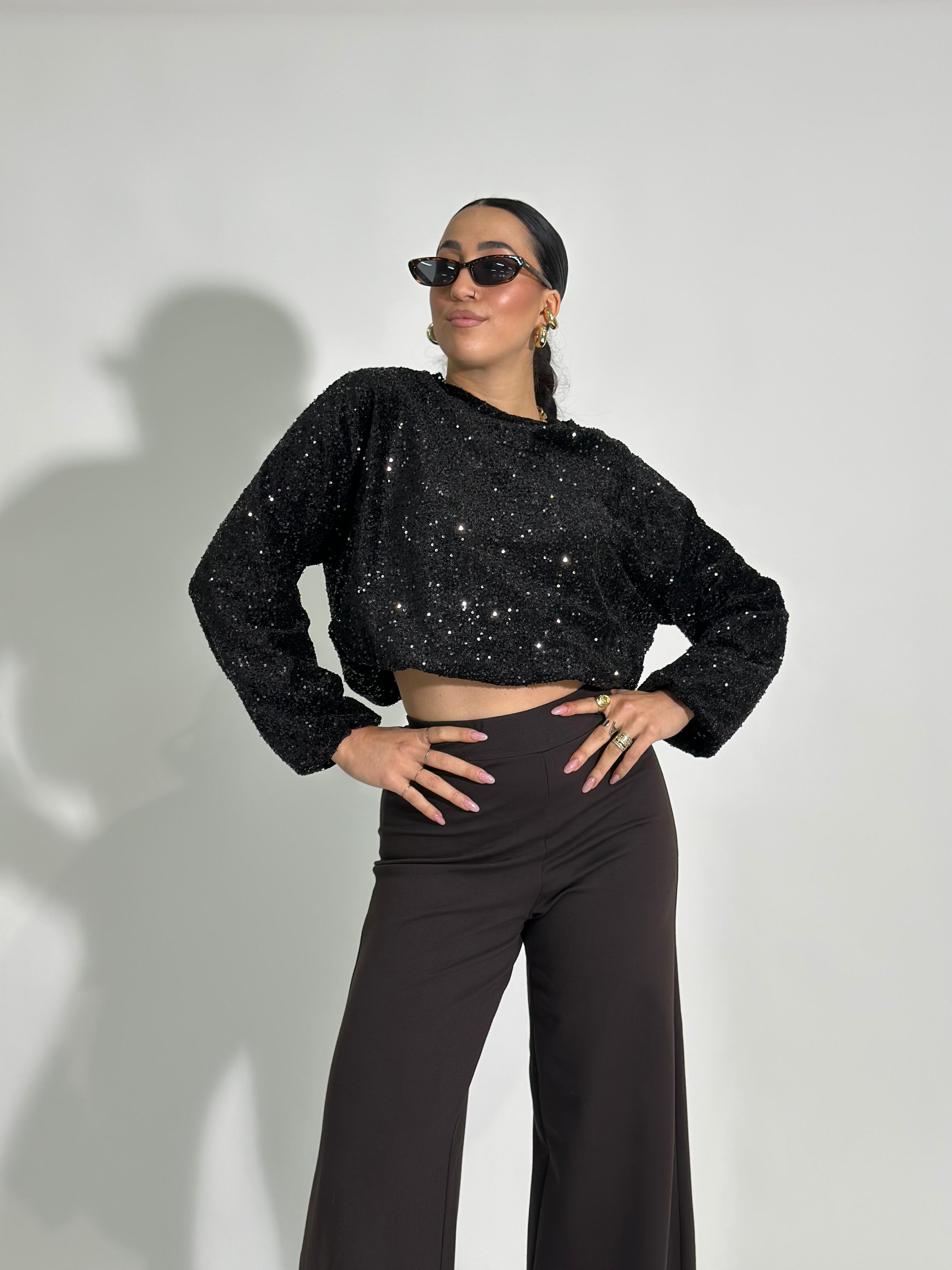 Maglia paillettes 90225 NERO