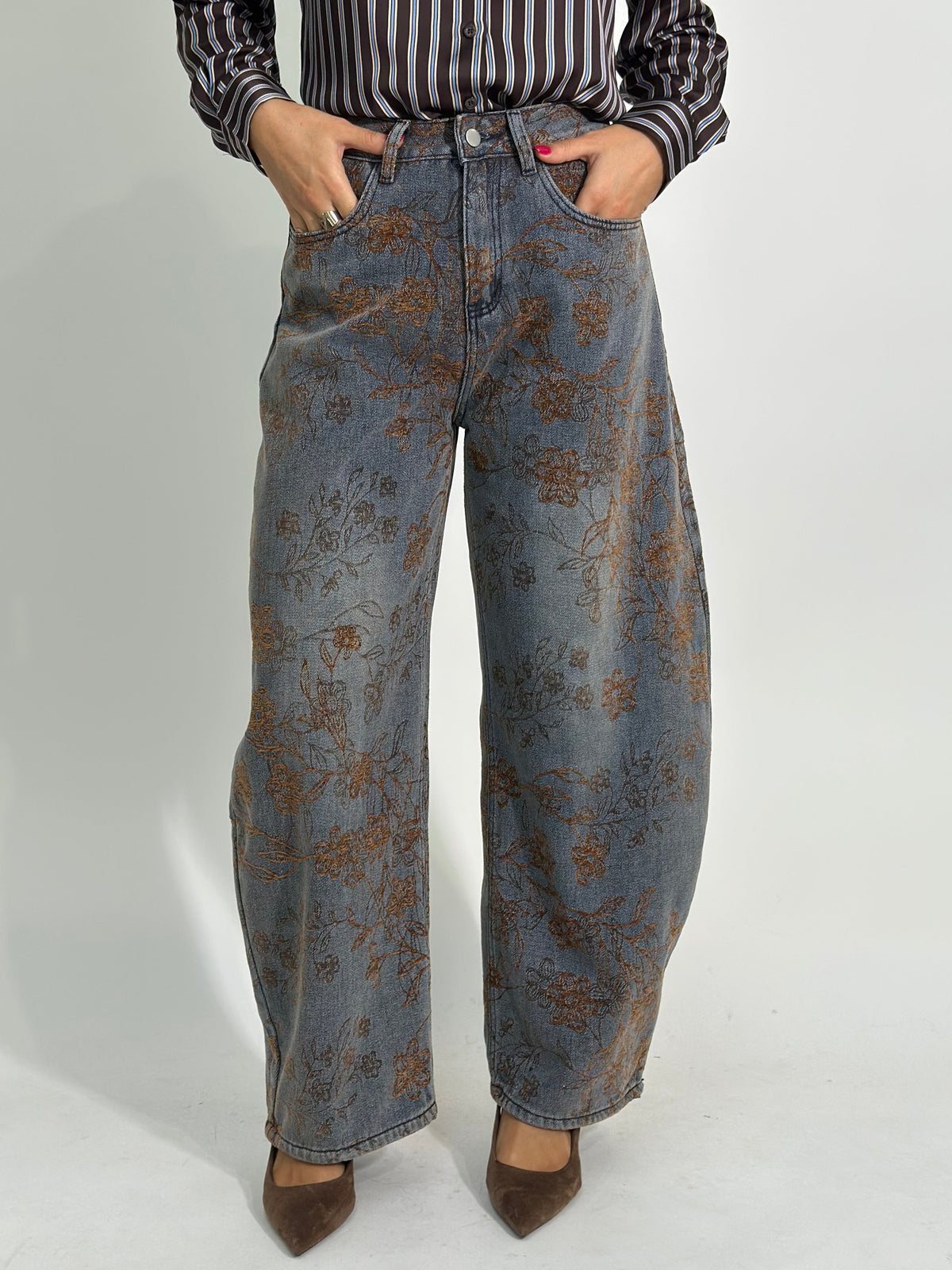 Jeans barrel floccato 994 CAMMELLO