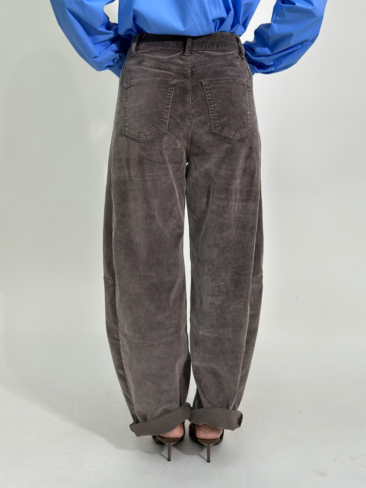 Pantalone barrel velluto 2217-15 TAUPE