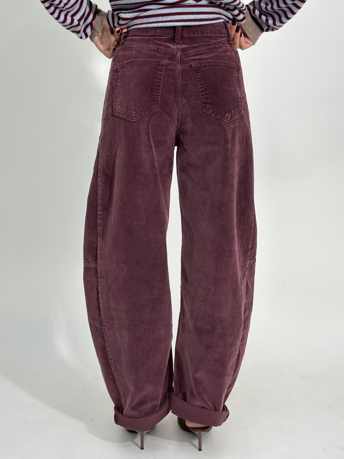 Pantalone barrel velluto 2217-26 BORDO'