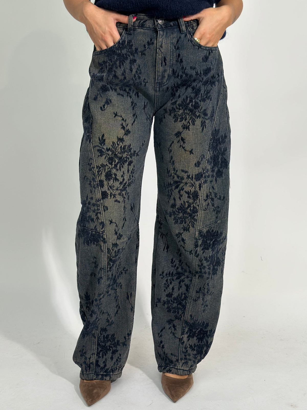 Jeans barrel floccato 6330 BLU