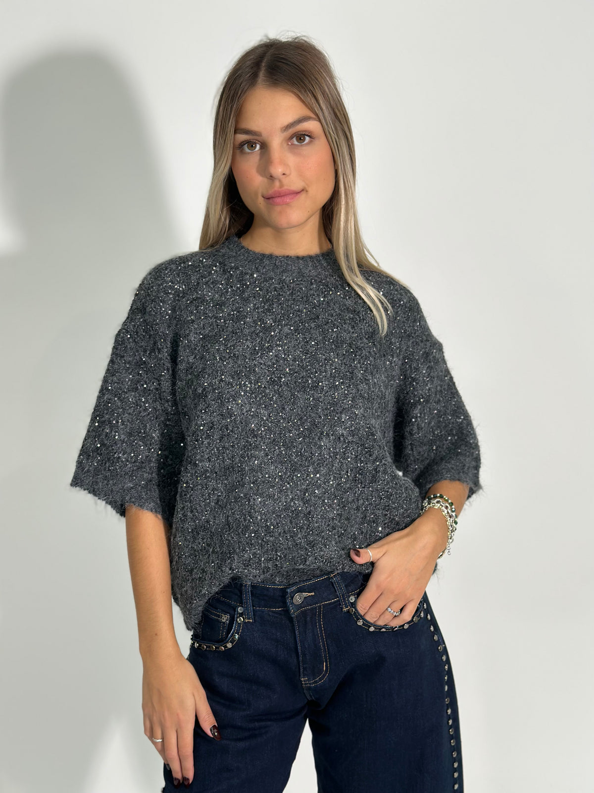 Maglia scatoletta paillettes 5561