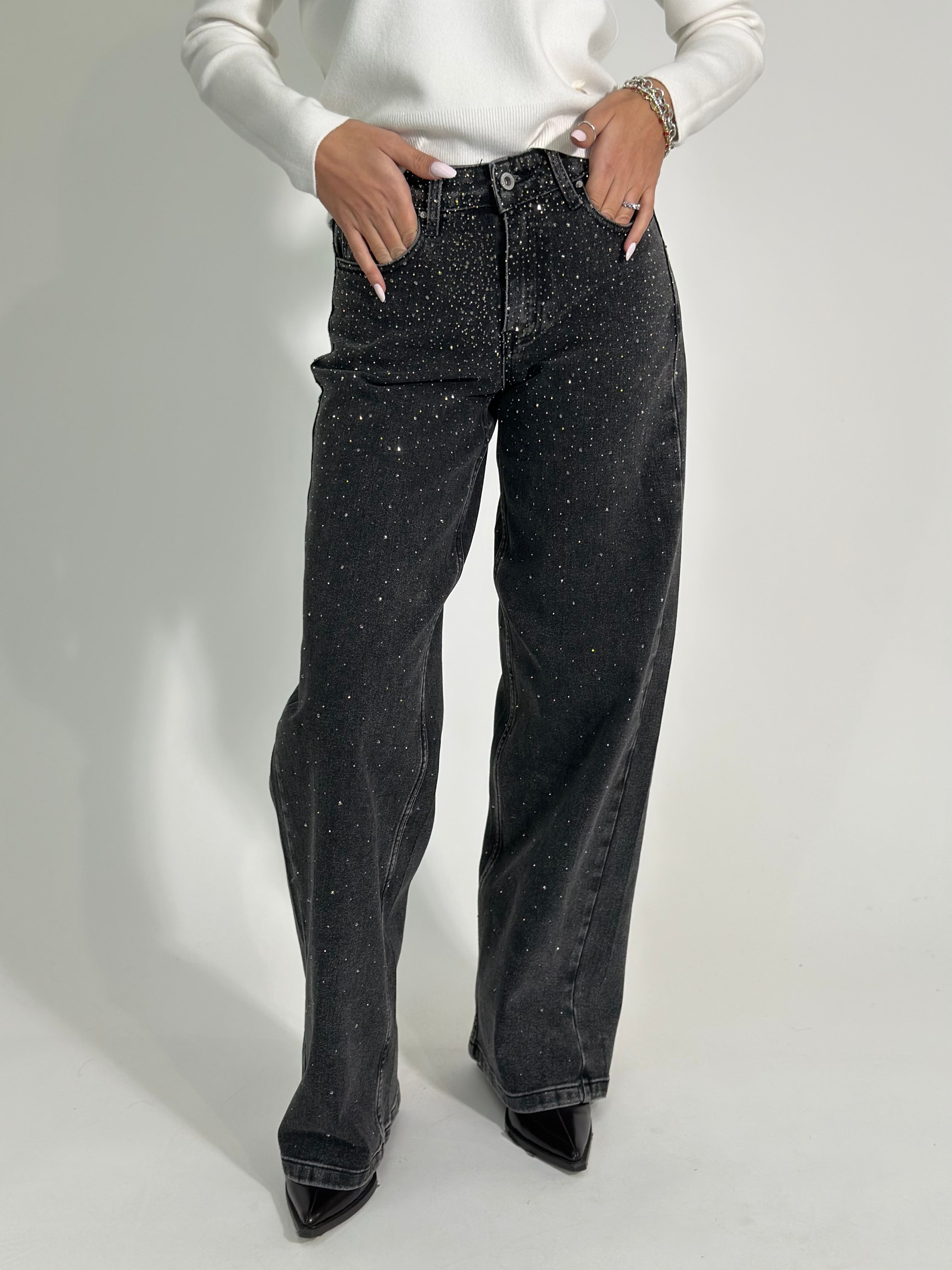 Jeans strass L977 GRIGIO