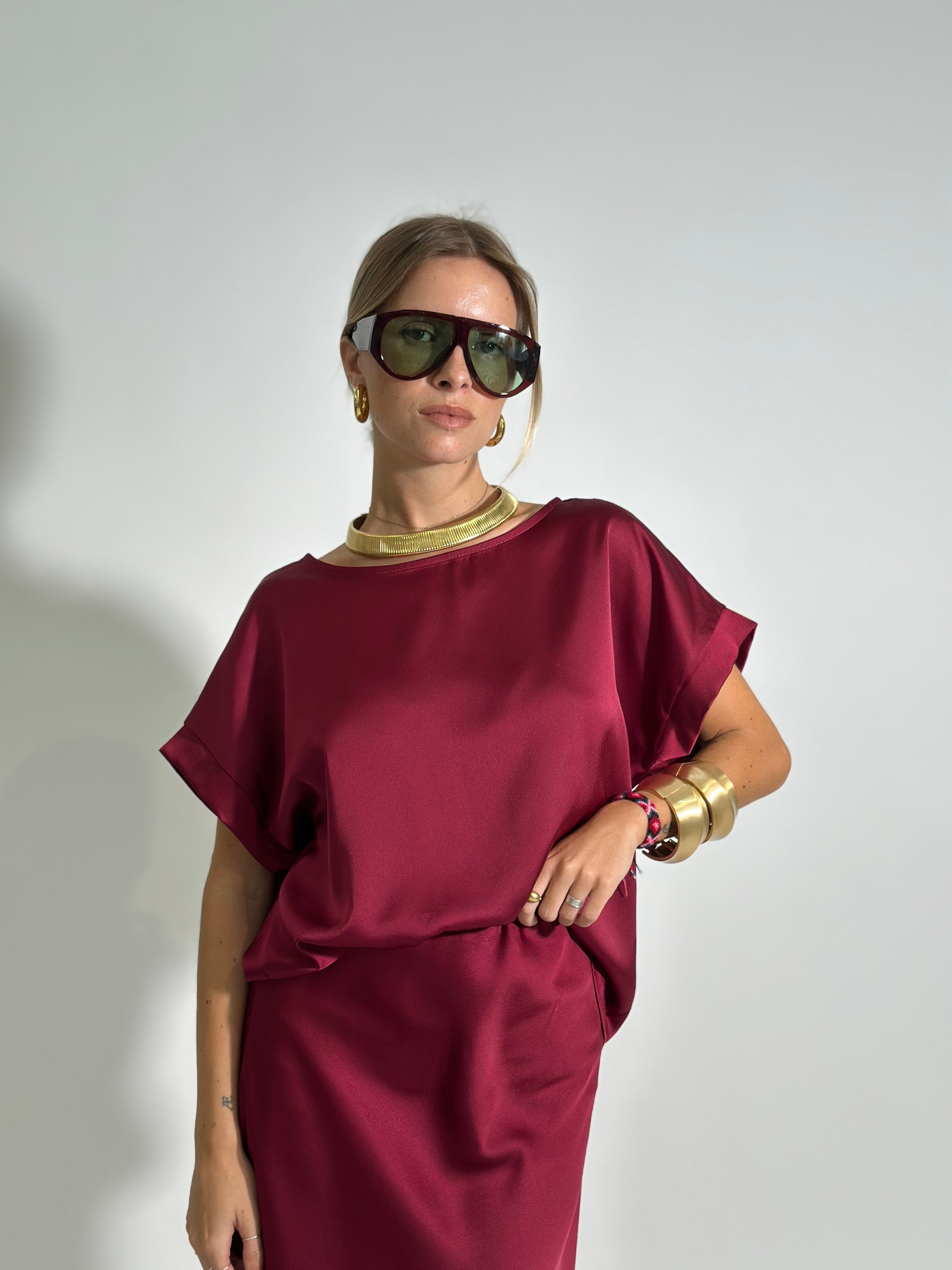 Camicia satin 1588 BORDO