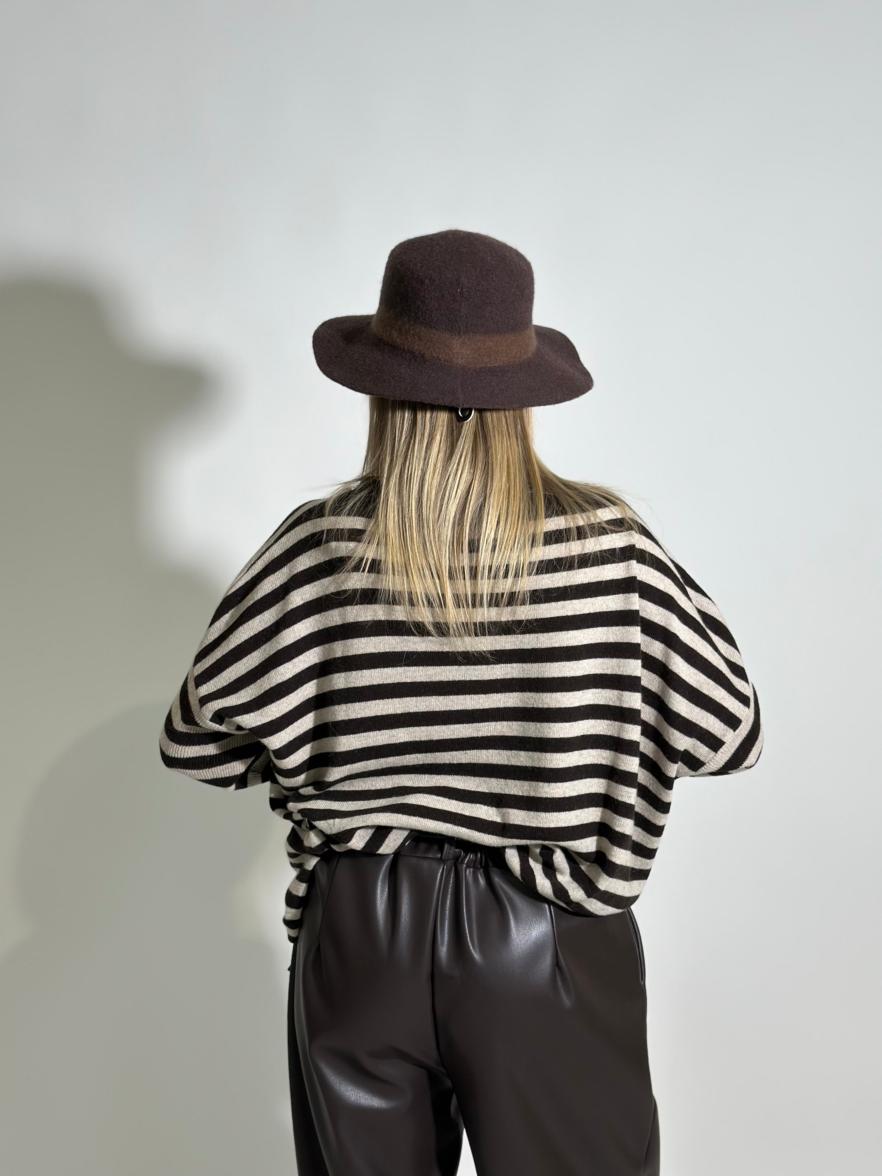 Maglia cashmere blend riga 10225 MORO