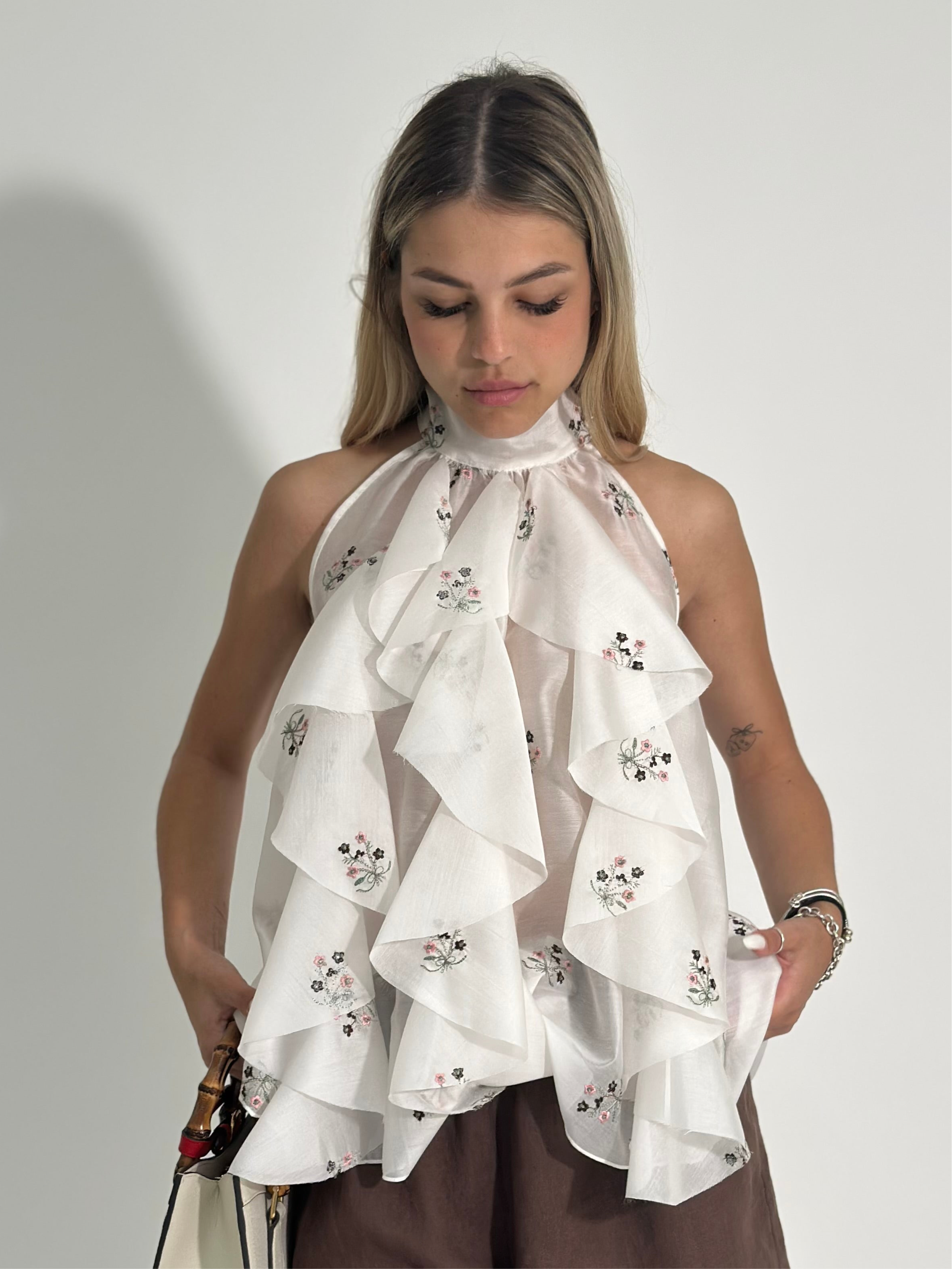Top rouge ricami 4529 BIANCO