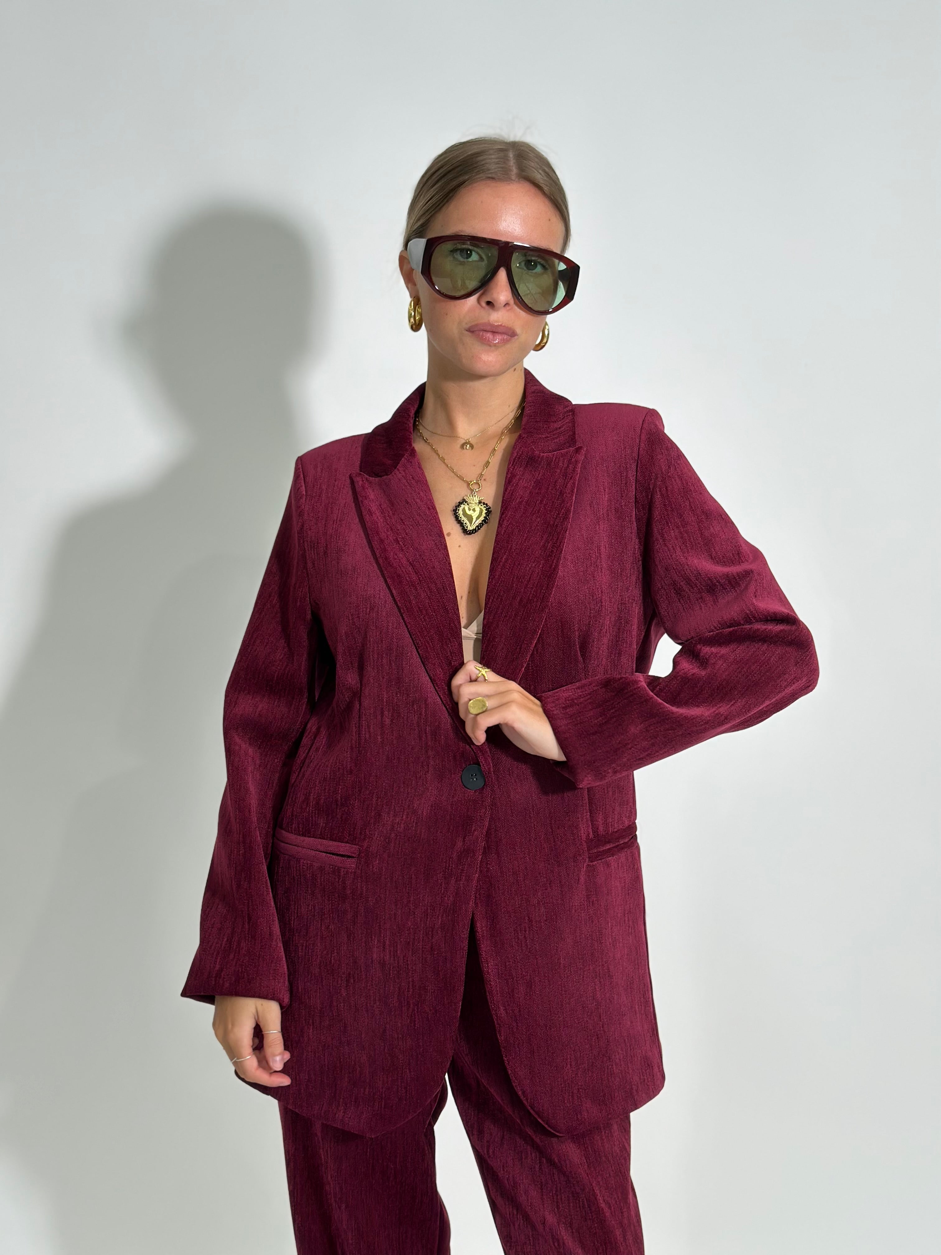 Giacca velour 812 BORDO'