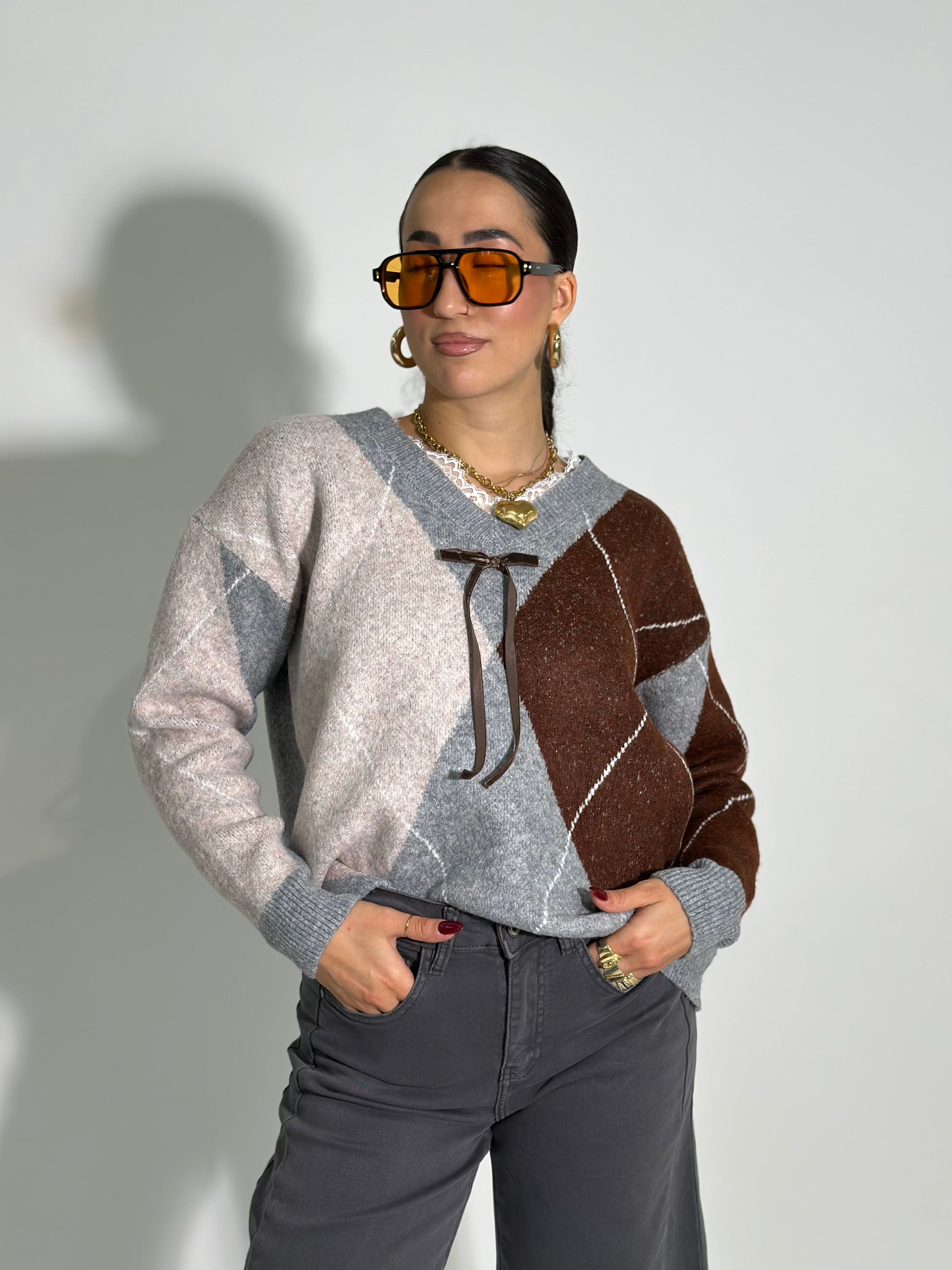 Maglia rombi+pizzo C688