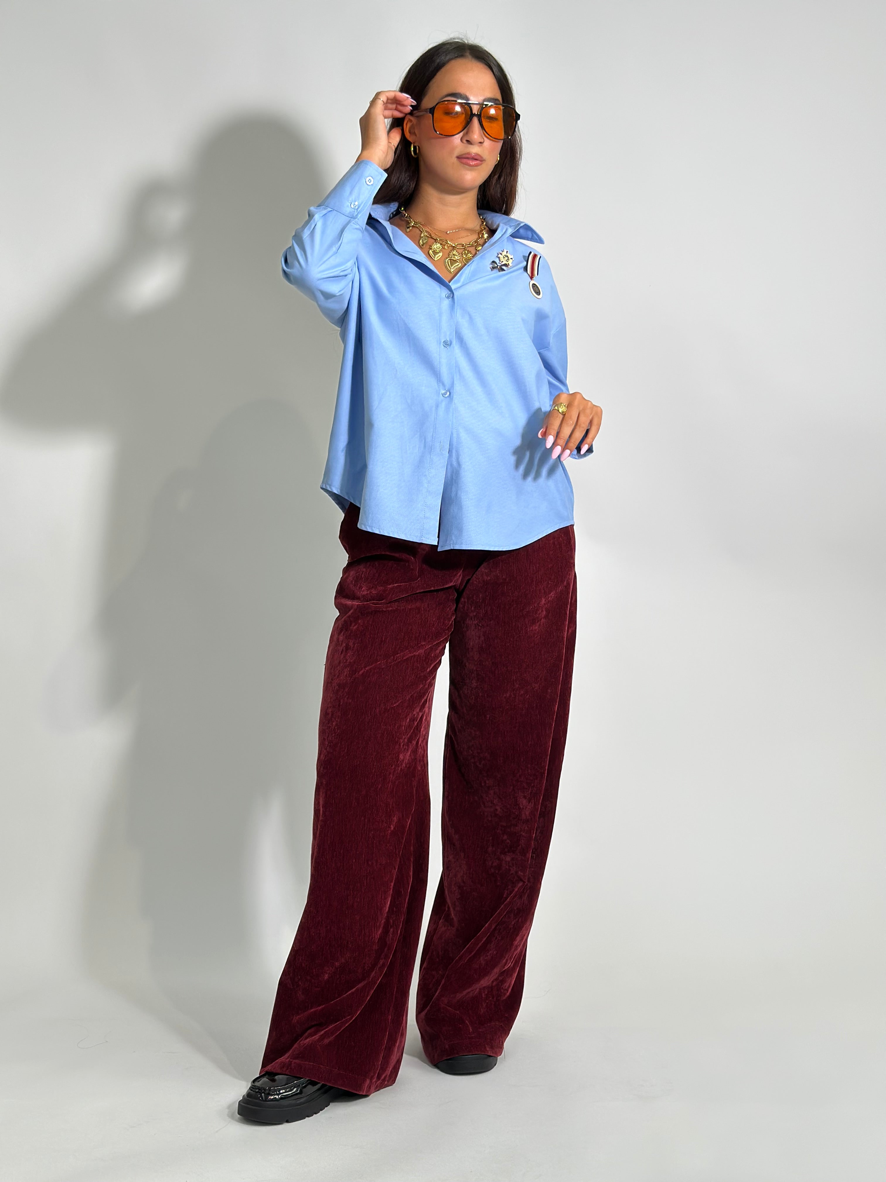 Pantalone velour 80026 BORDO'