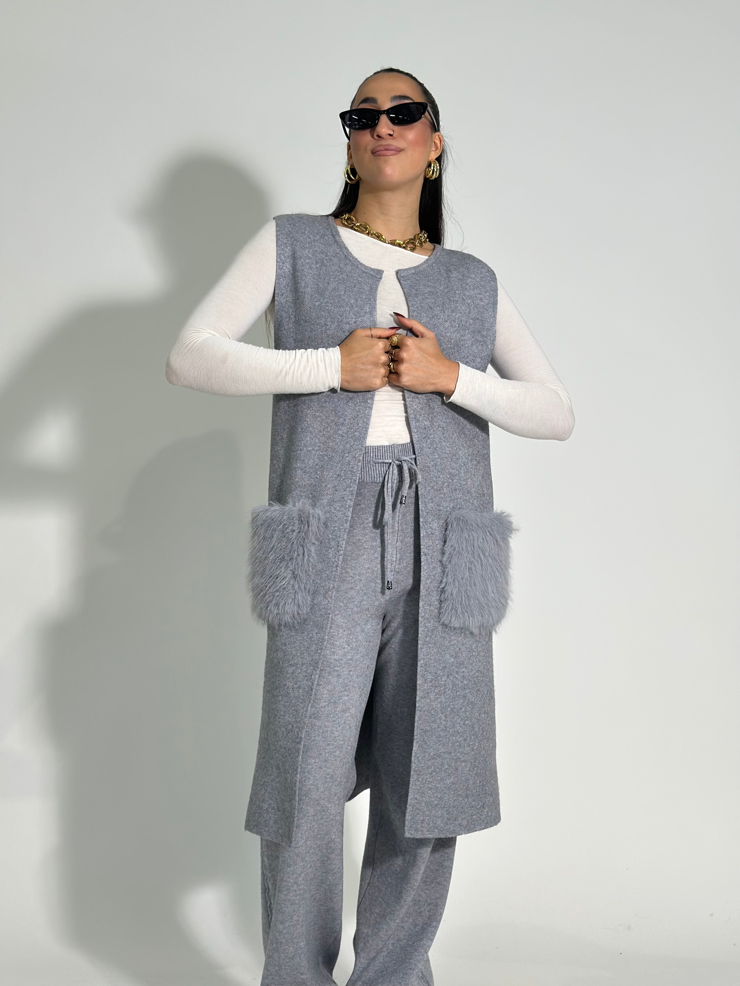Gilet tasche C689 GRIGIO