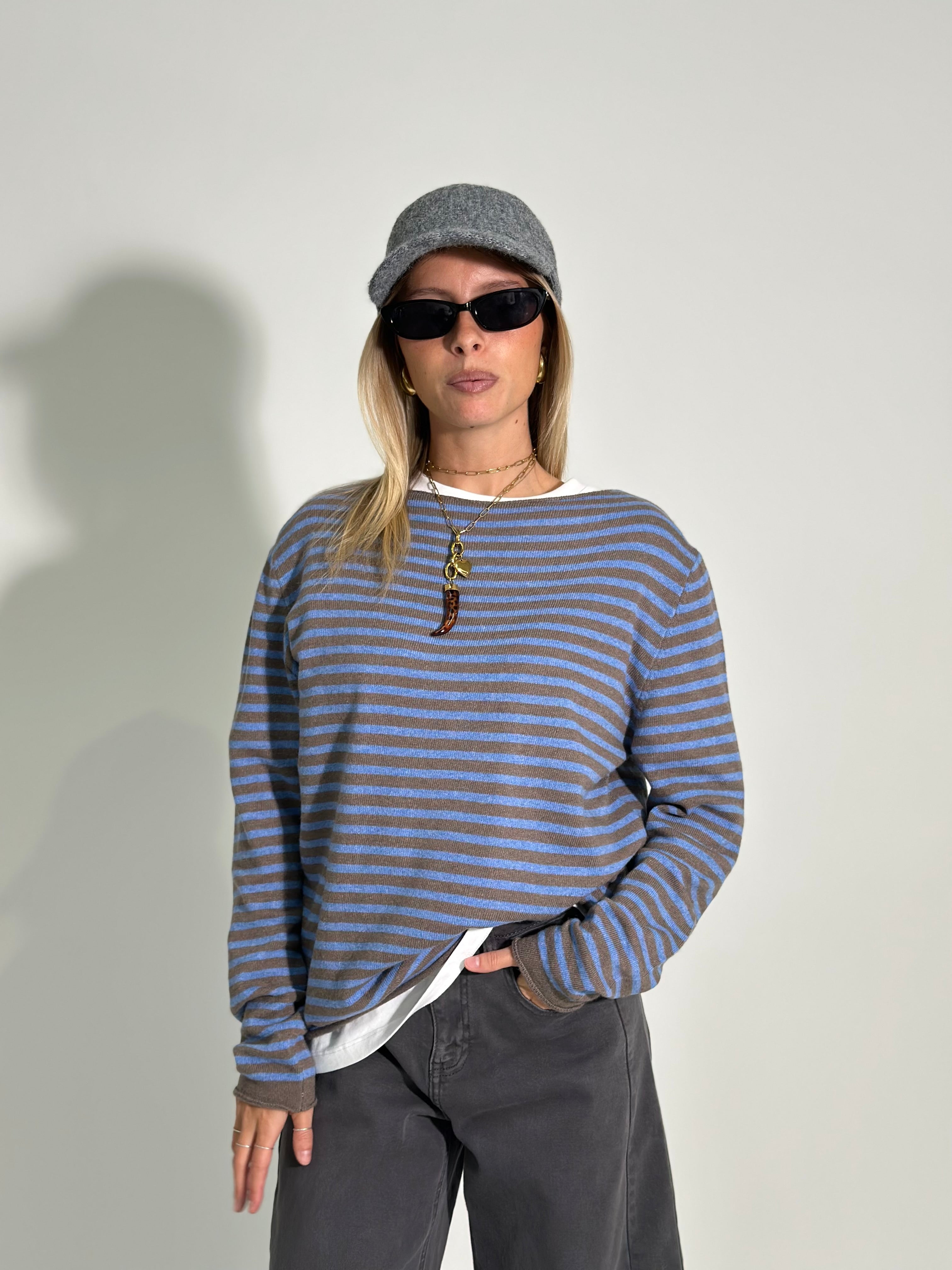 Maglia cashmere blend 6631 AZZURRO-1