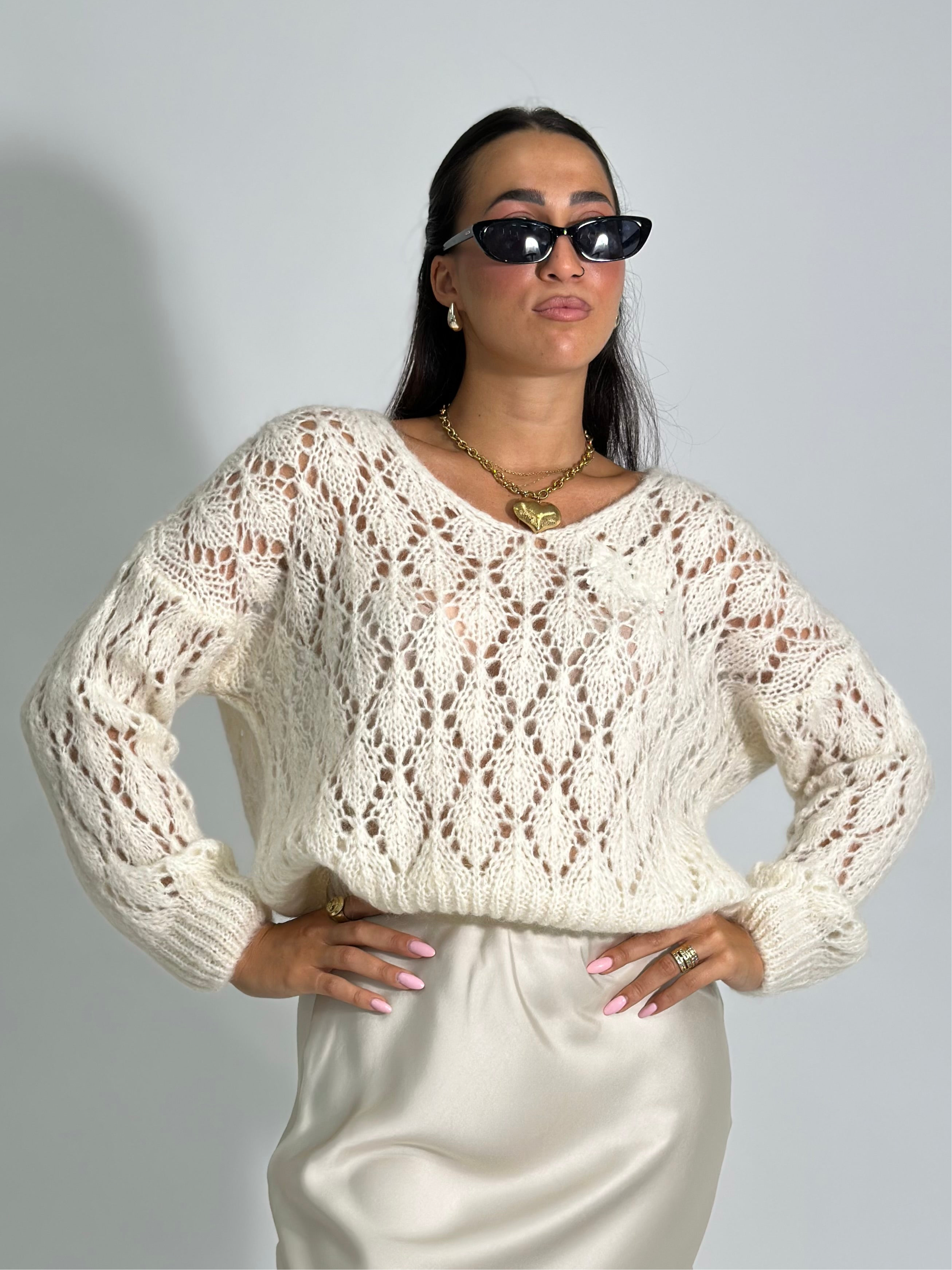 Maglia mohair 3191 PANNA