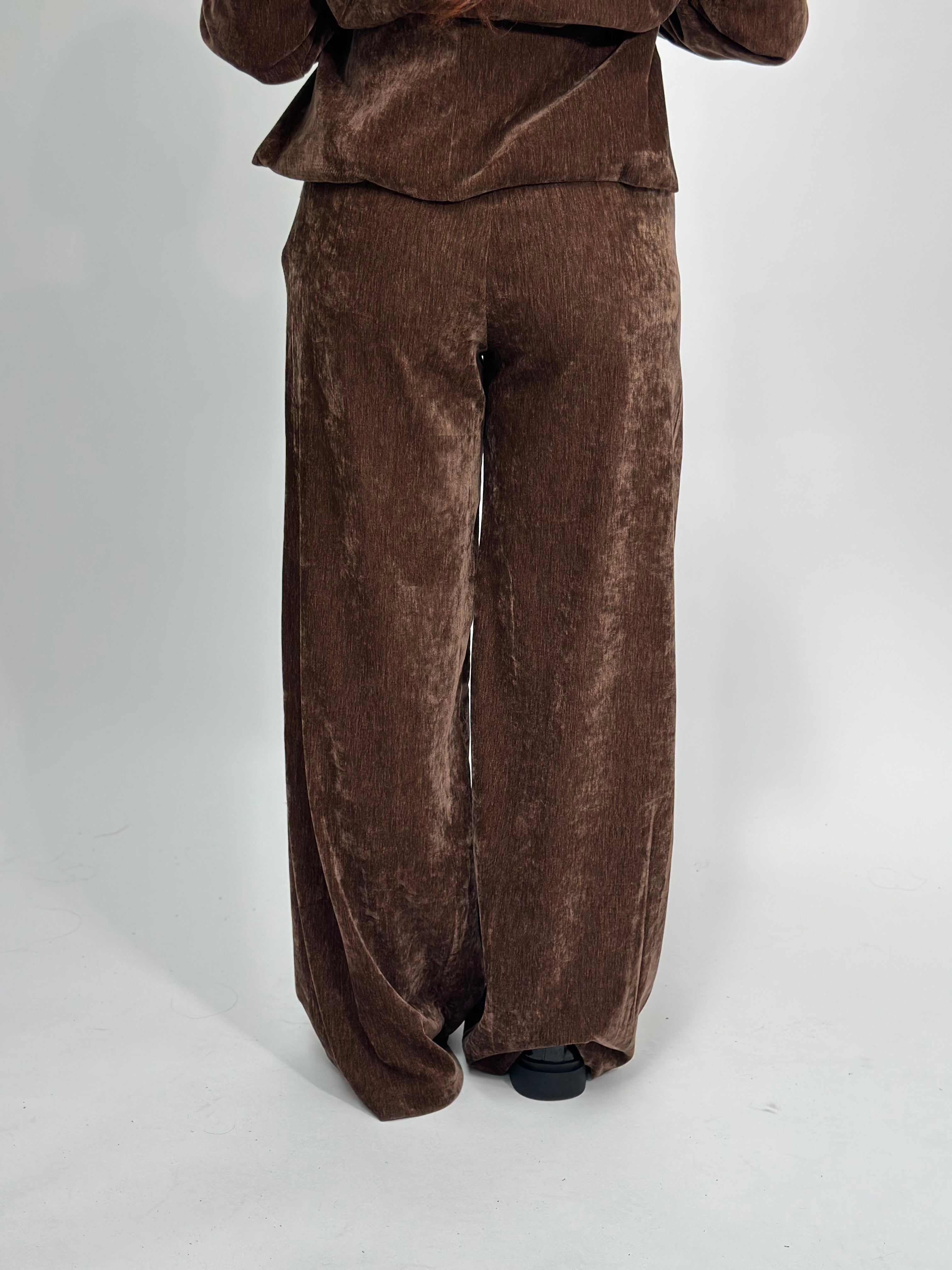 Pantalone velour 80026 MARRONE