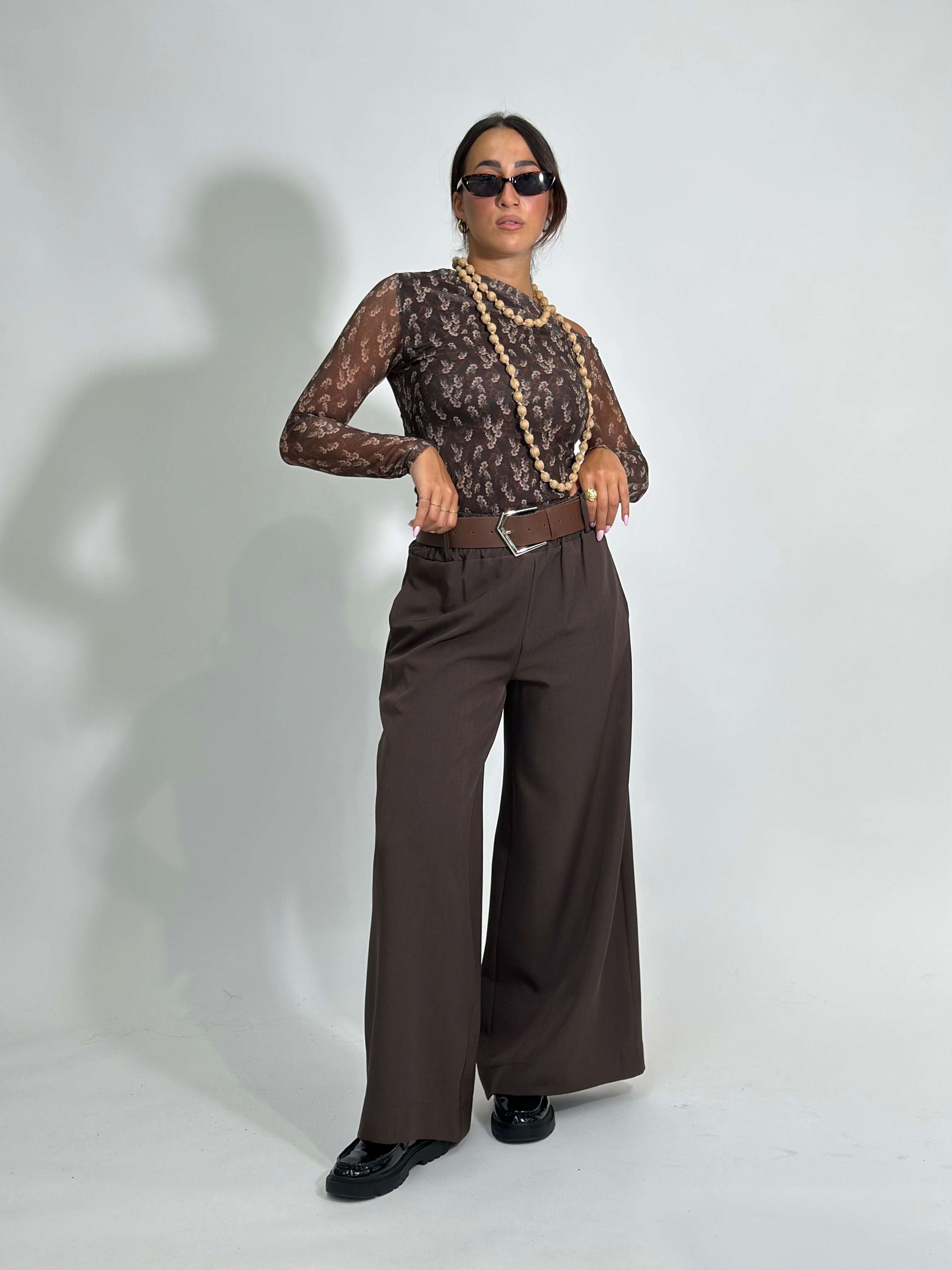 Pantalone cintura P18786 MARRONE