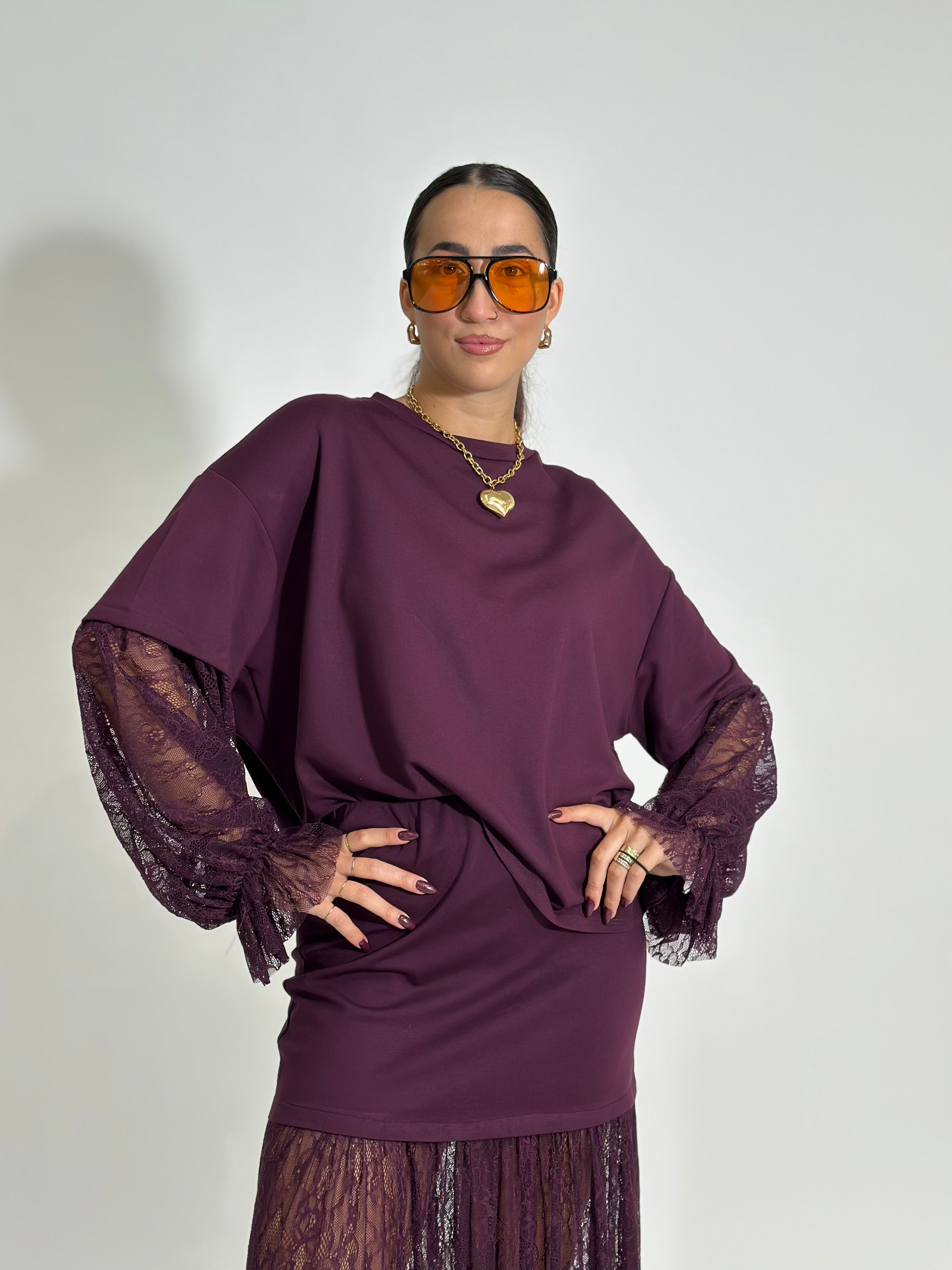 Maglia twin pizzo 55726 BURGUNDY