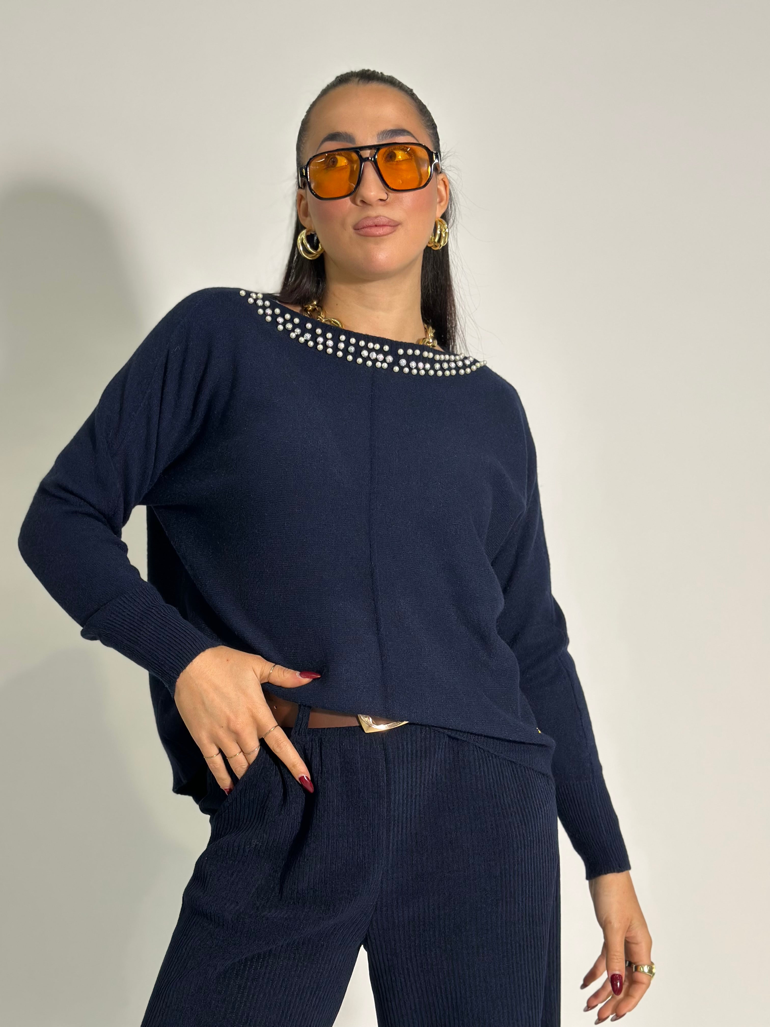 Maglia collo perle 60628 3+1 OMAGGIO