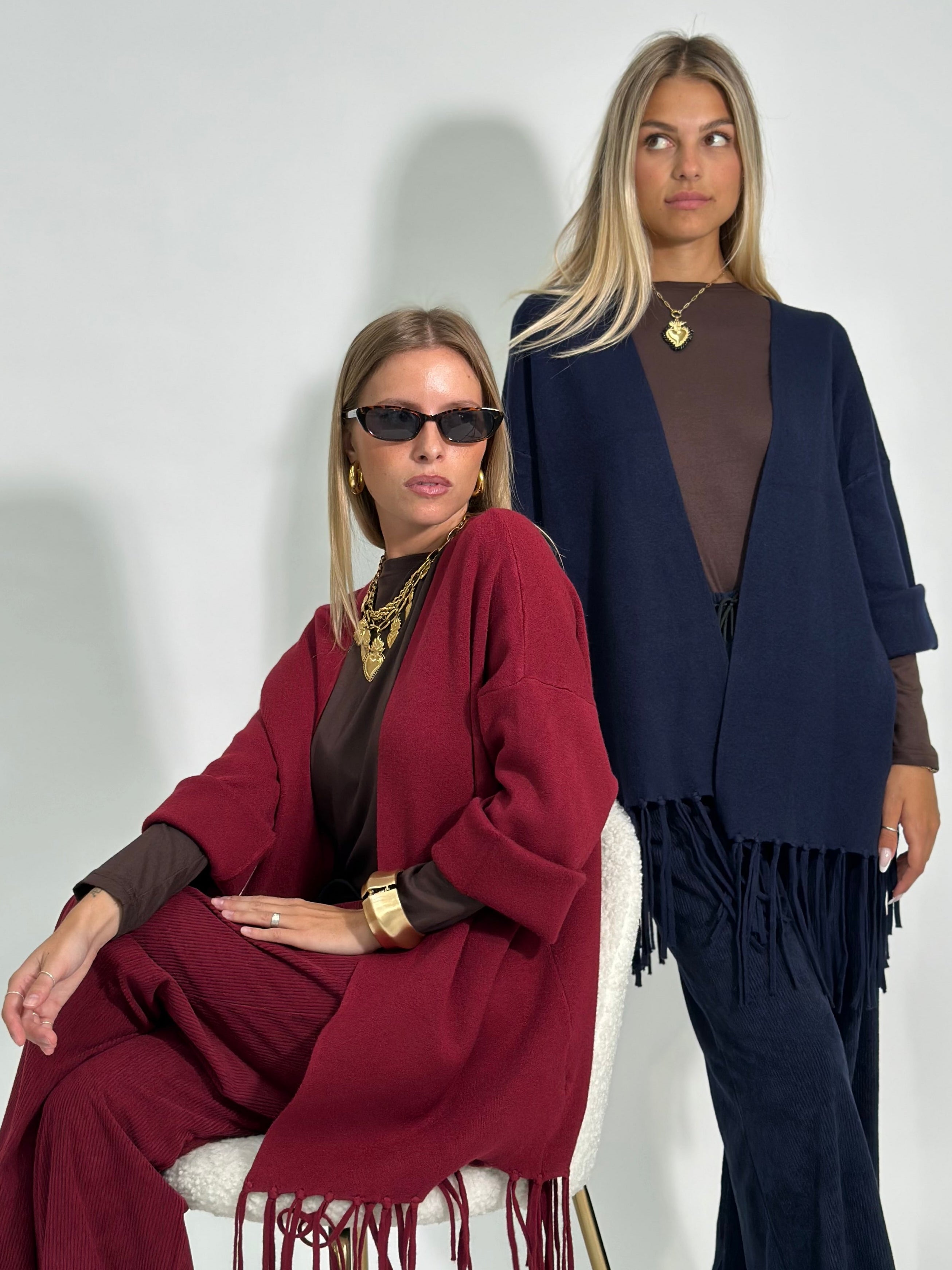 Cardigan frange DL7296 BURGUNDY