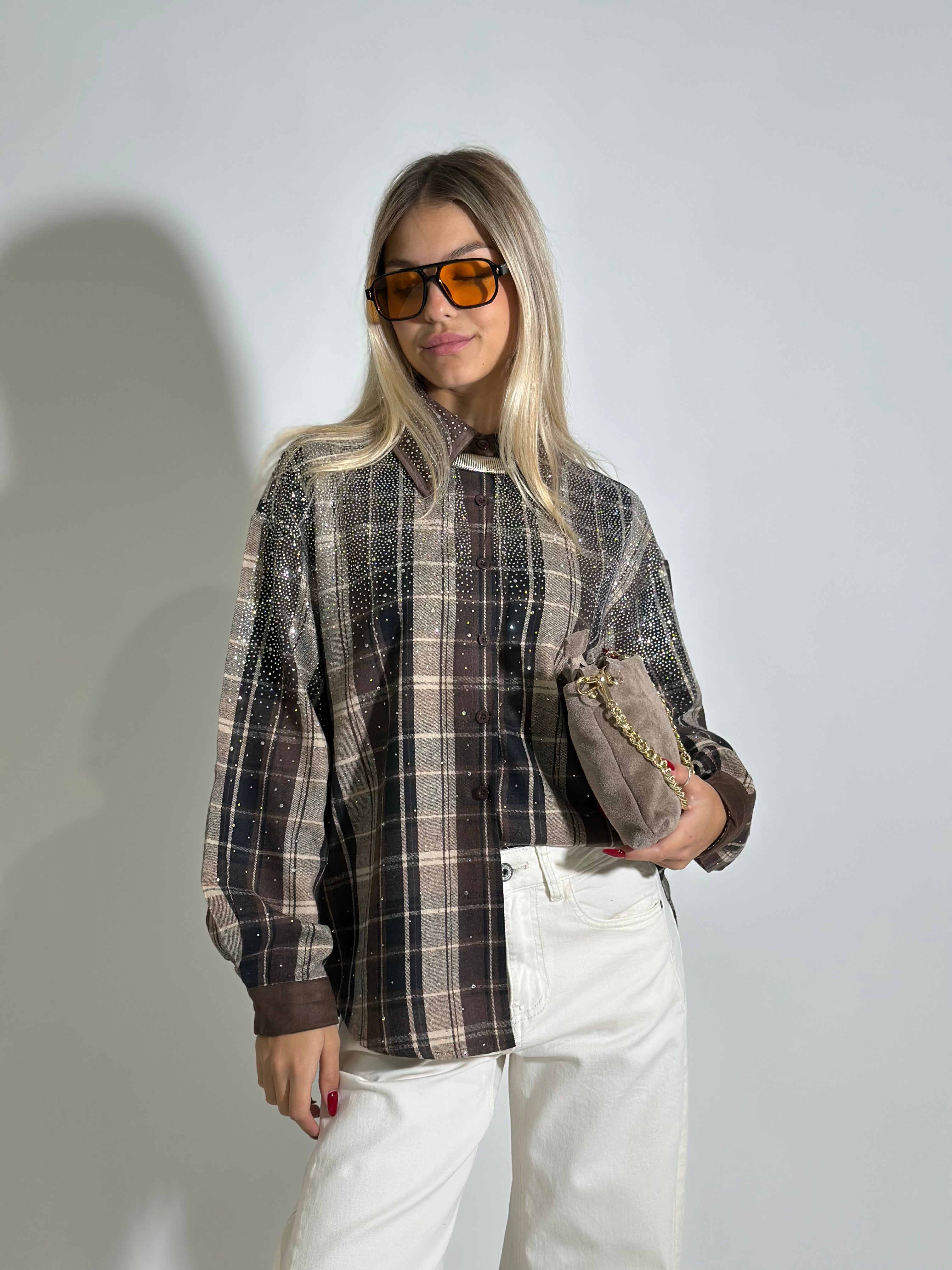 Camicia quadri strass2572