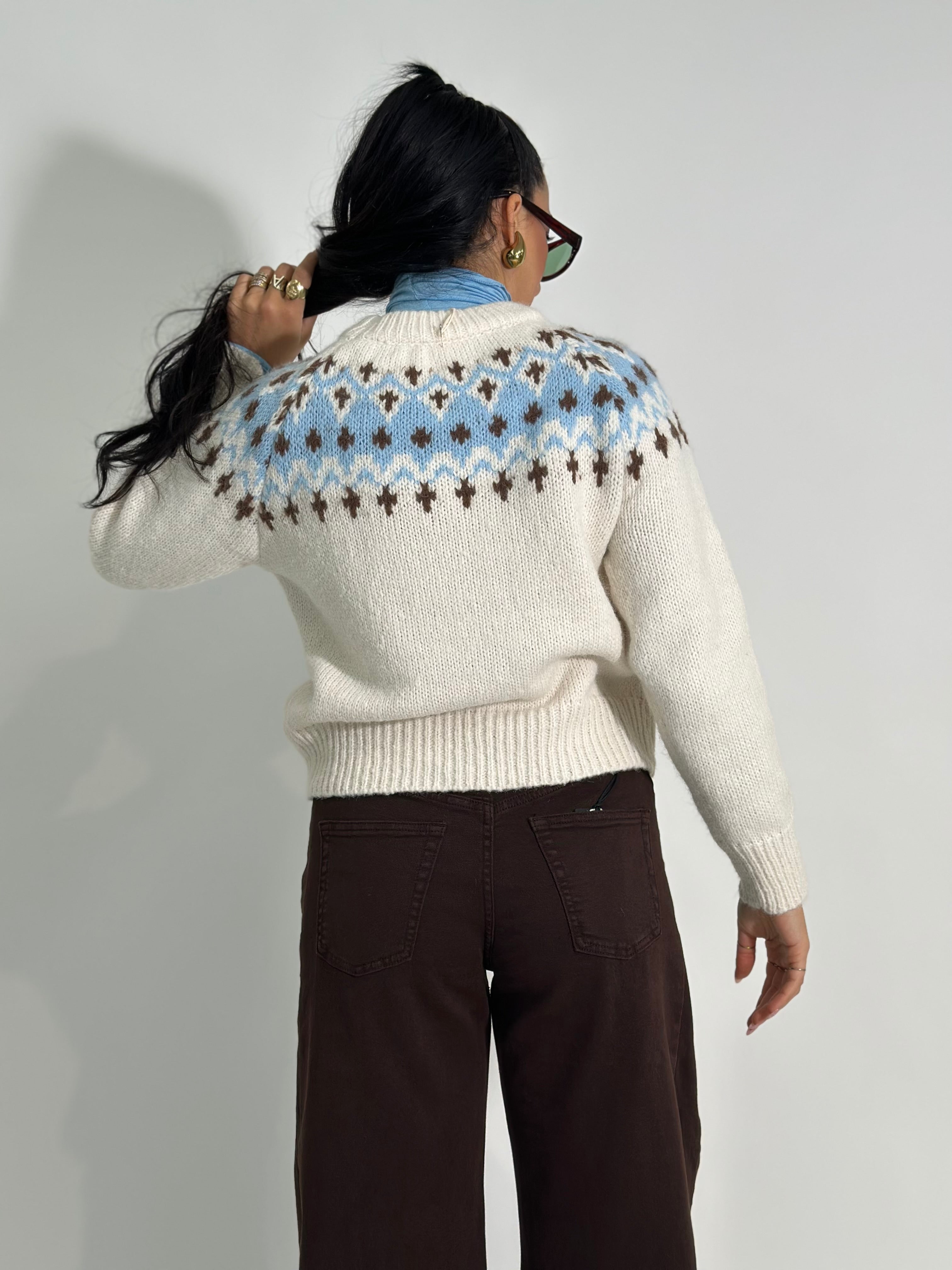 Maglia intarsio L3651 PANNA