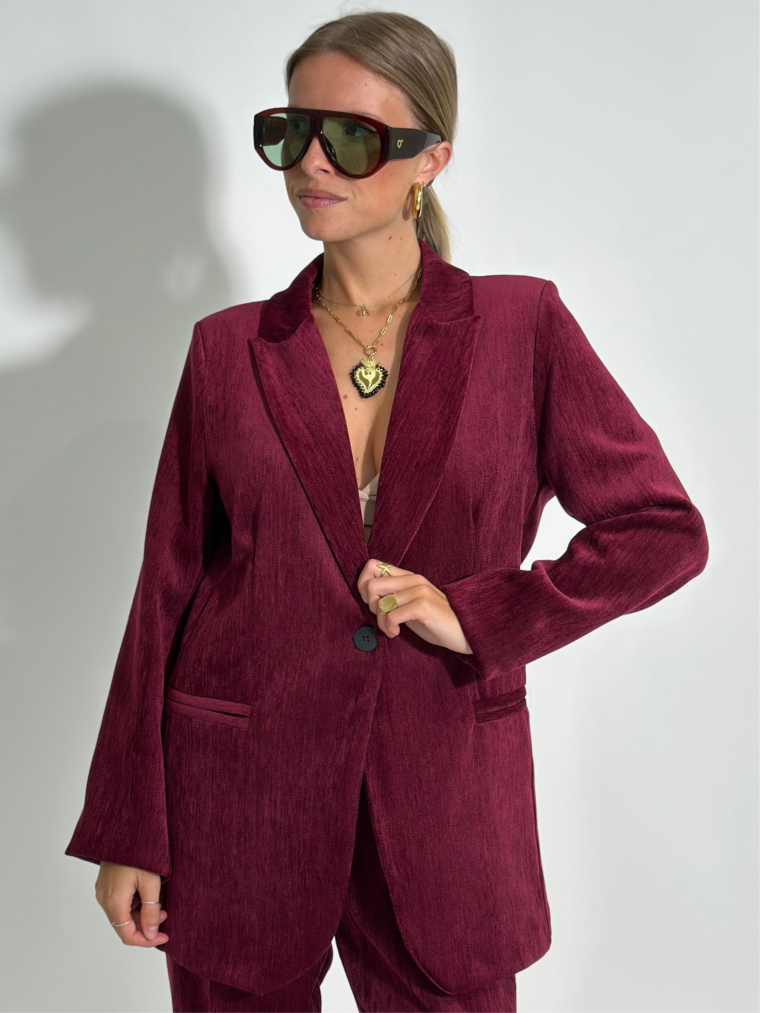 Giacca velour 812 BORDO'