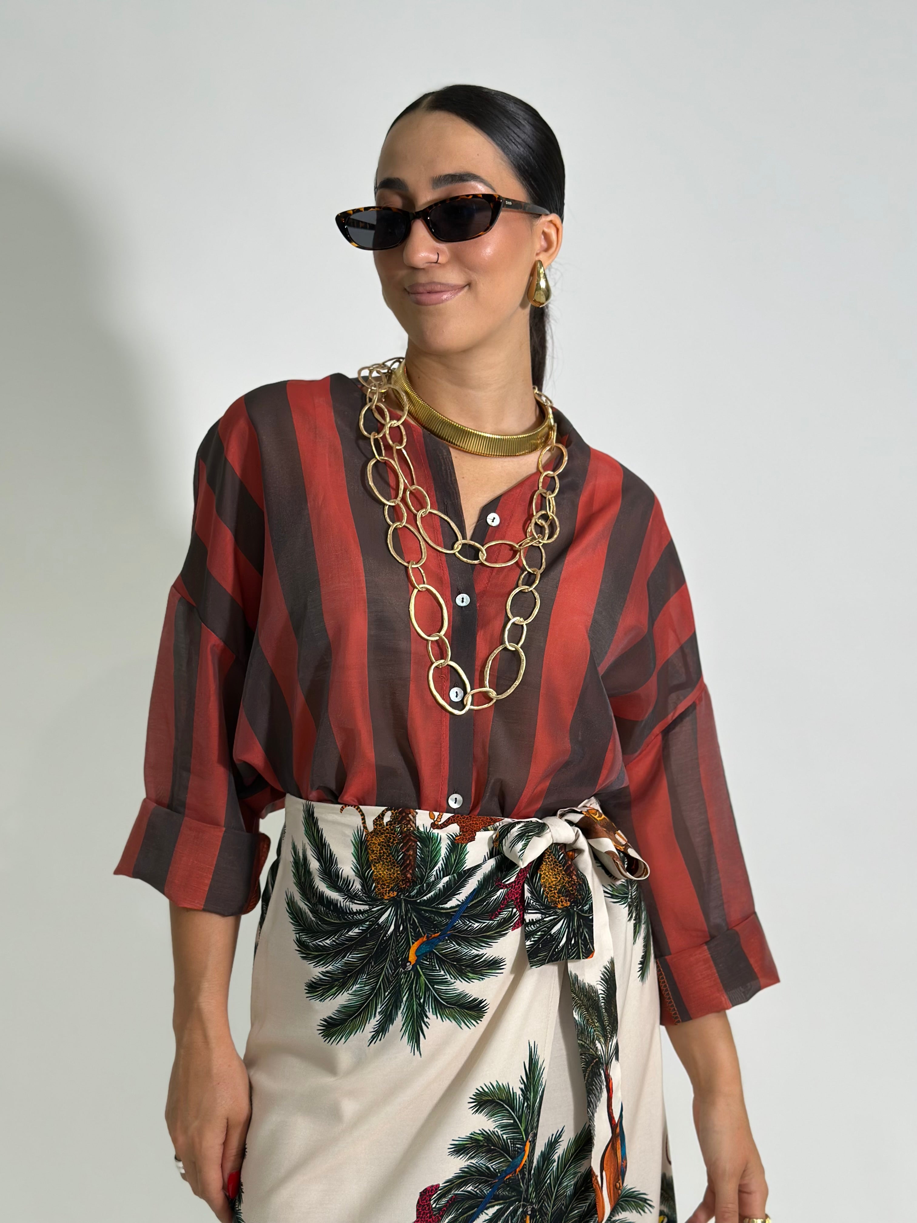 Camicia riga 21504 MATTONE