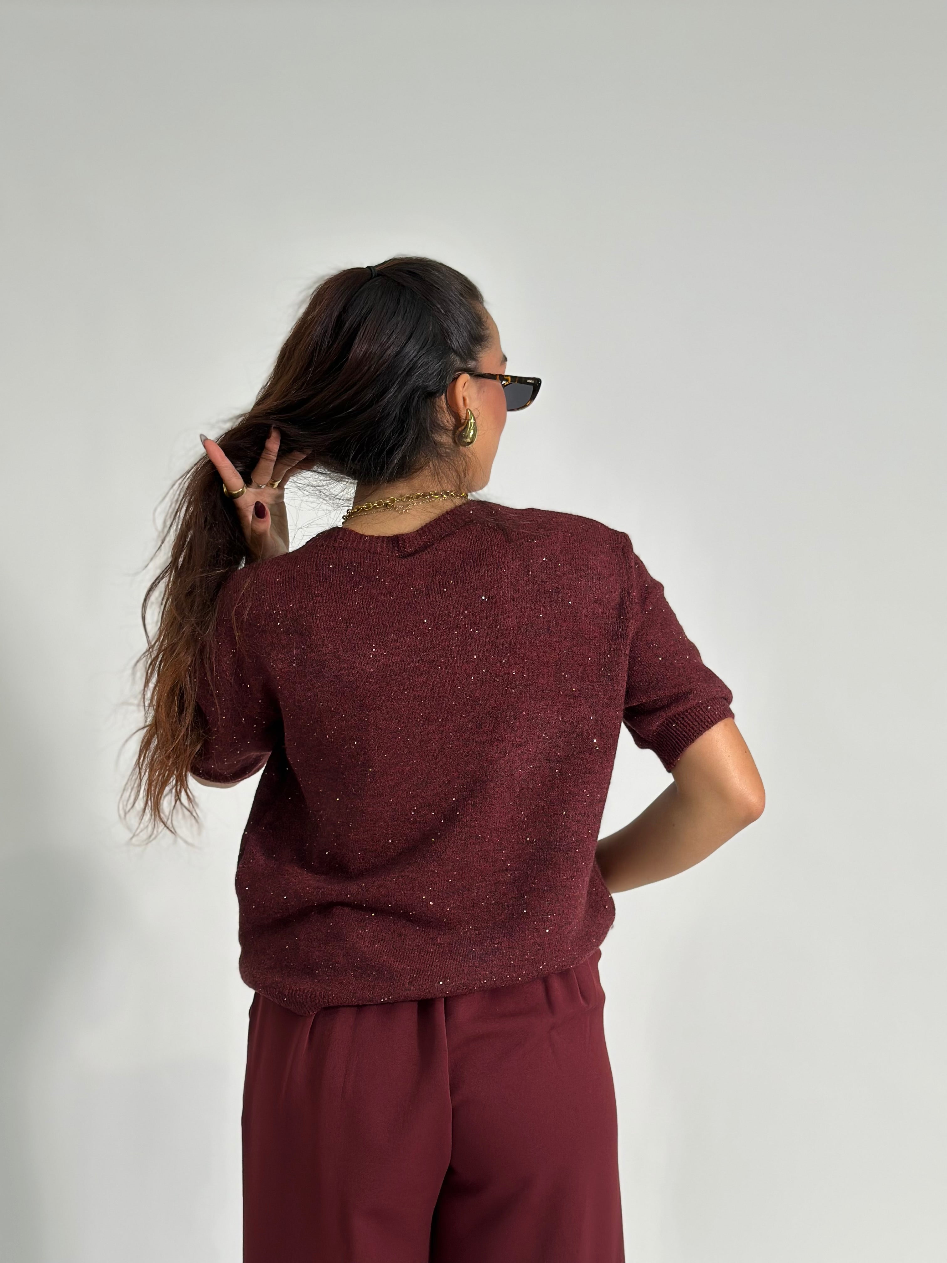 Maglia paillettes 25752 BURGUNDY
