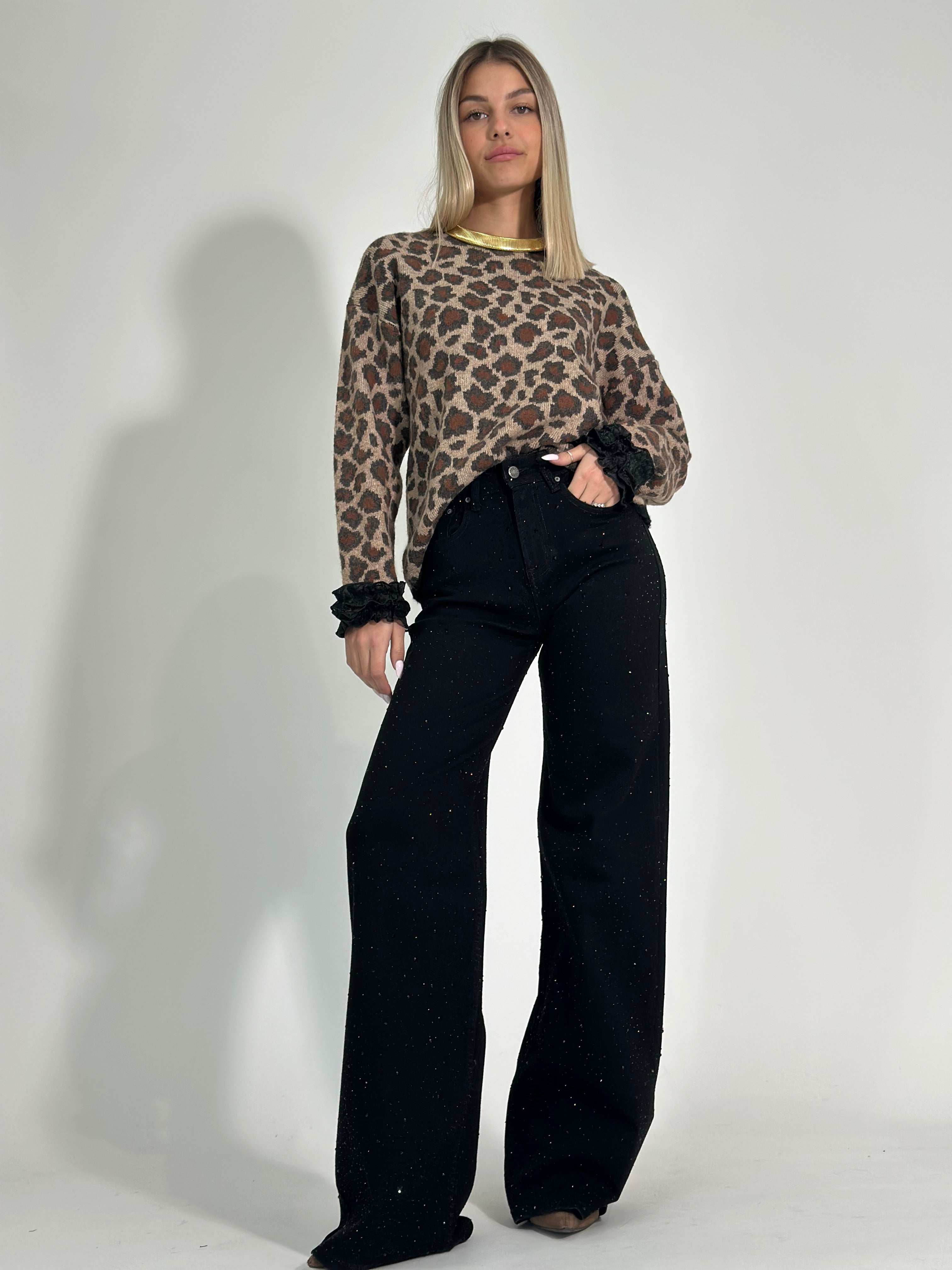 Jeans strass JK8128 NERO