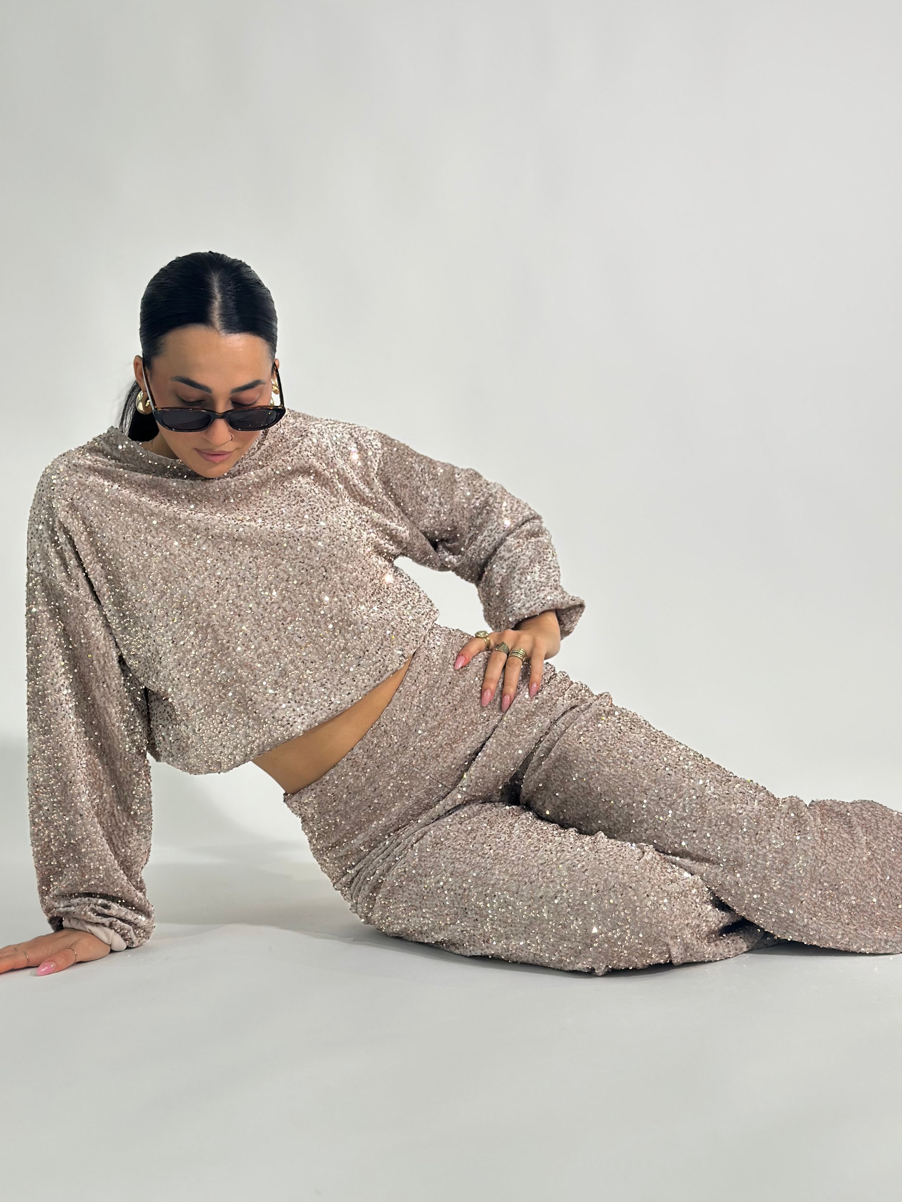 Maglia paillettes 90225 CHAMPAGNE