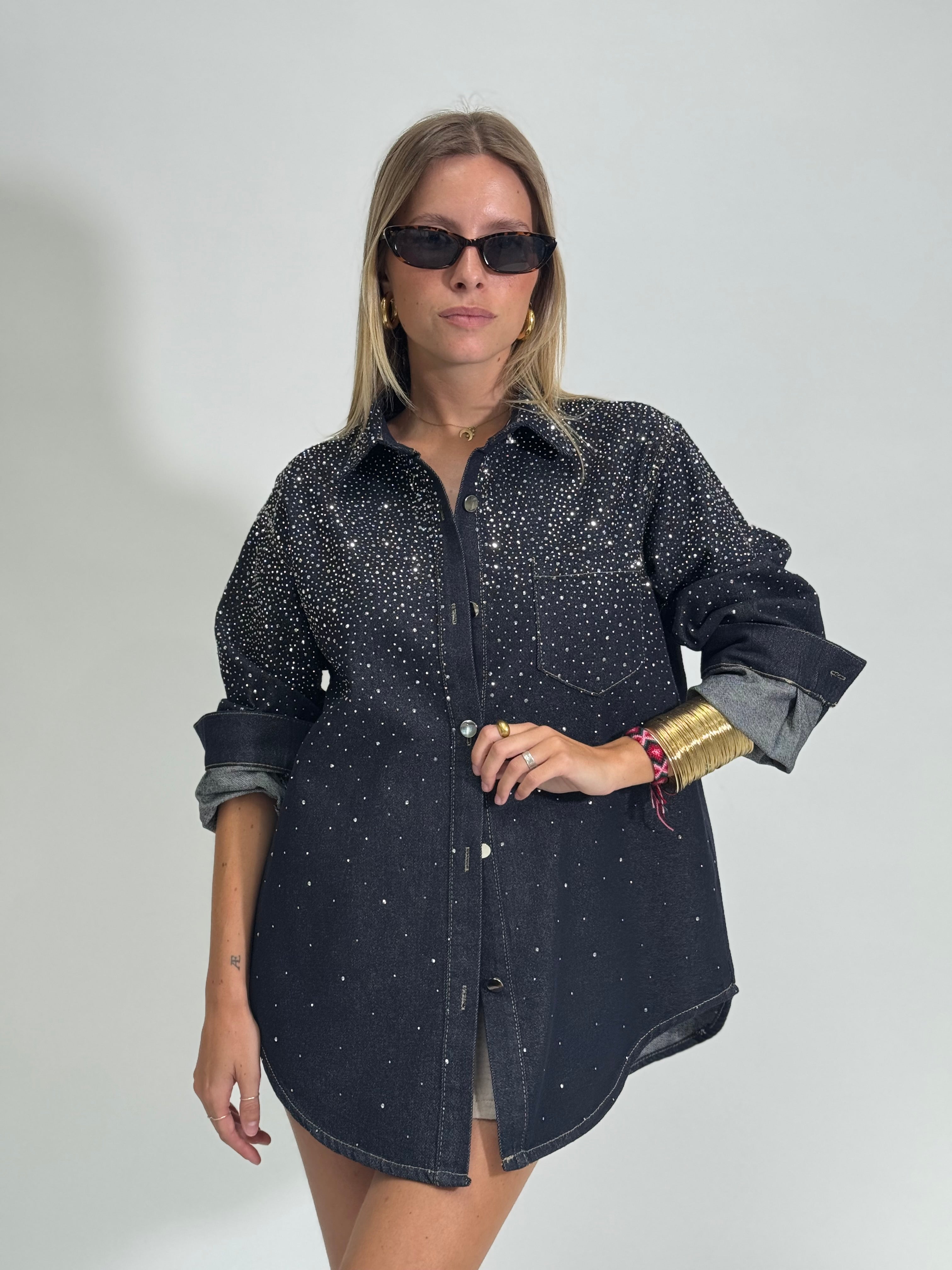 Giacca denim micro strass 2502